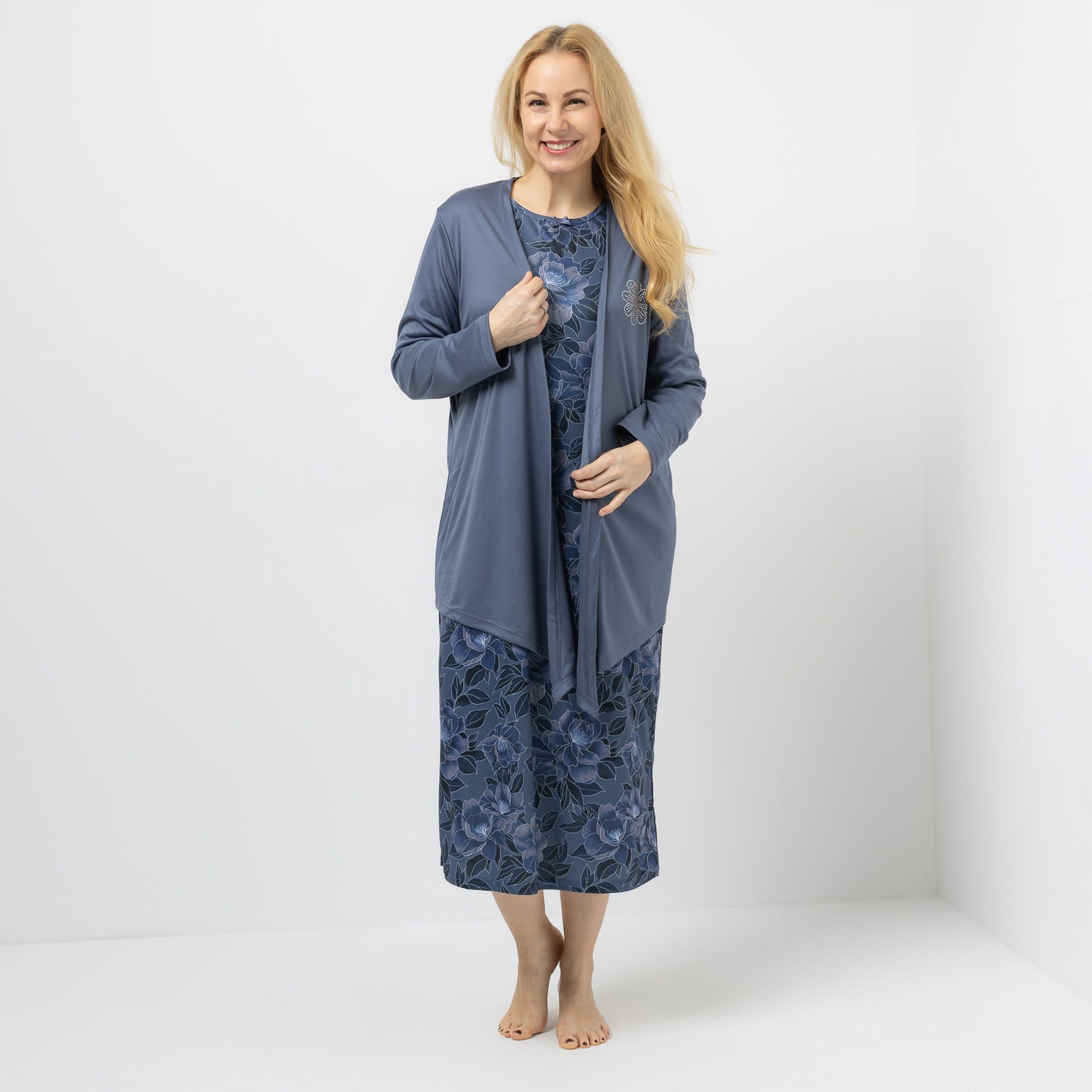 LITTLE ROSE Nachthemd & Cardigan Mikrofaser Flanell 1/1-Arm