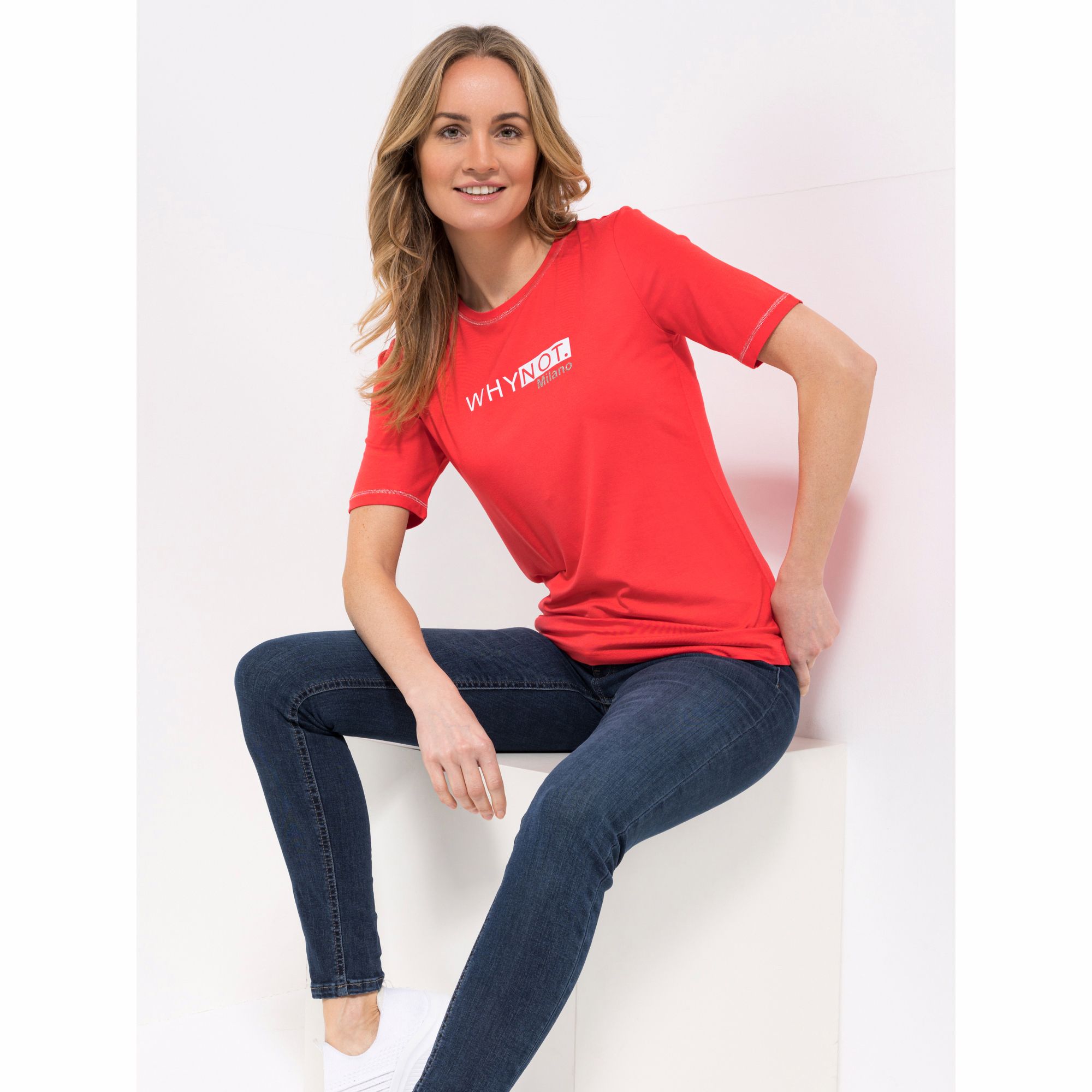 VIA MILANO Shirt, 1/2-Arm Rundhalsausschnitt platzierter Druck figurumspielend