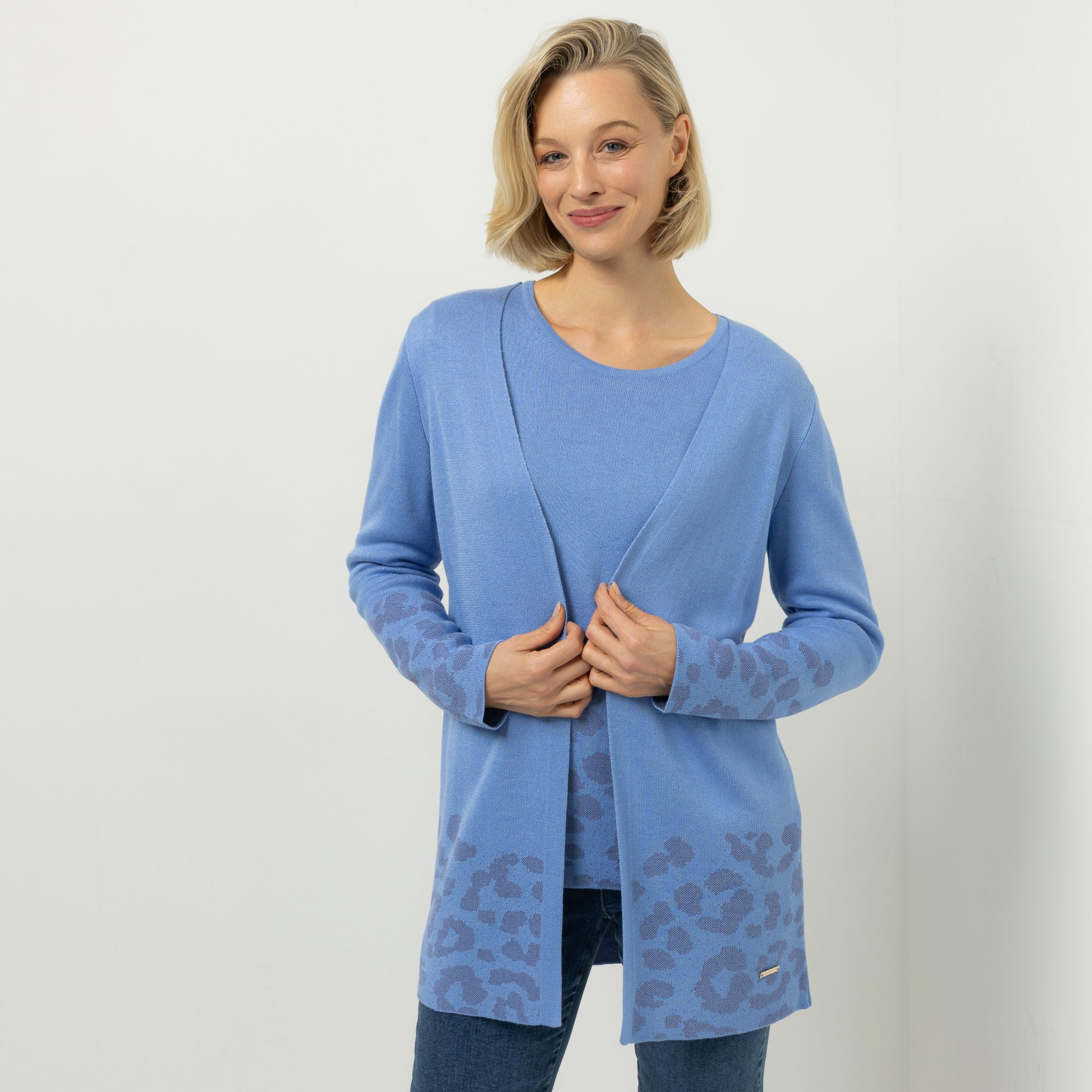 AMINATI® Cardigan, langarm offene Front Jacquard figurumspielend