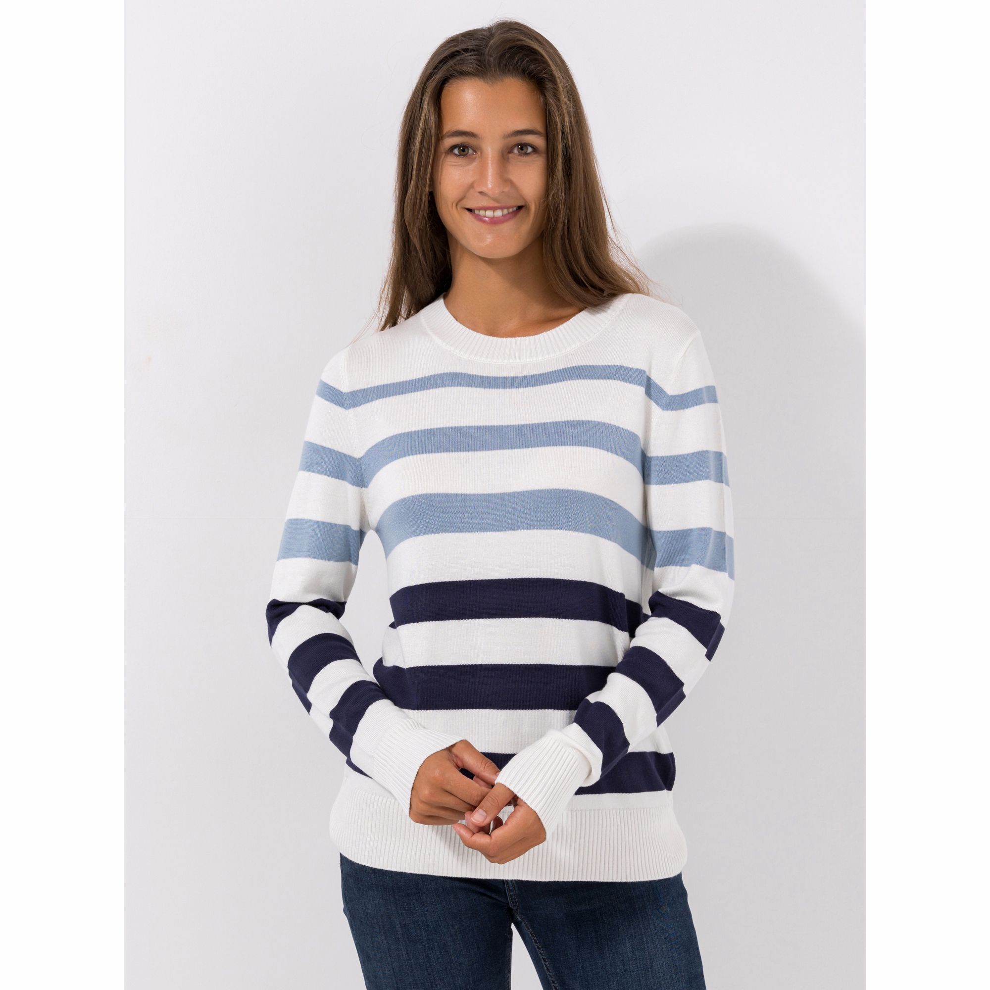 CASHMASOFT Pullover, 1/1-Arm Cashmeregriff Rundhalsausschnitt geringelt