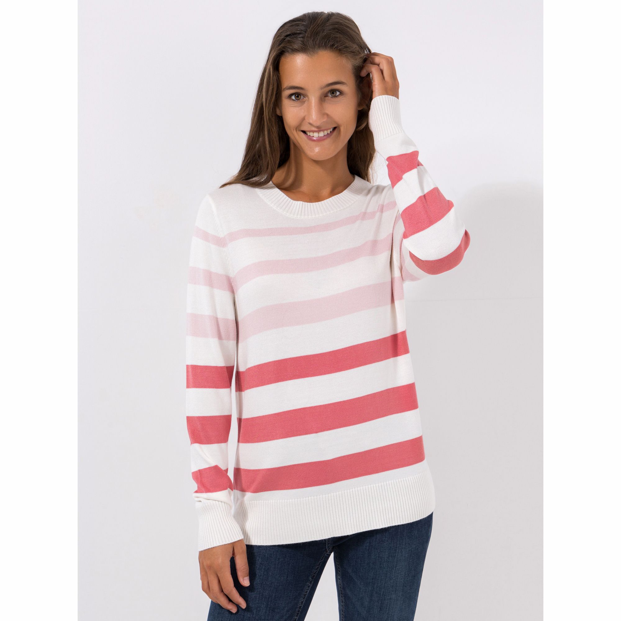 CASHMASOFT Pullover, 1/1-Arm Cashmeregriff Rundhalsausschnitt geringelt