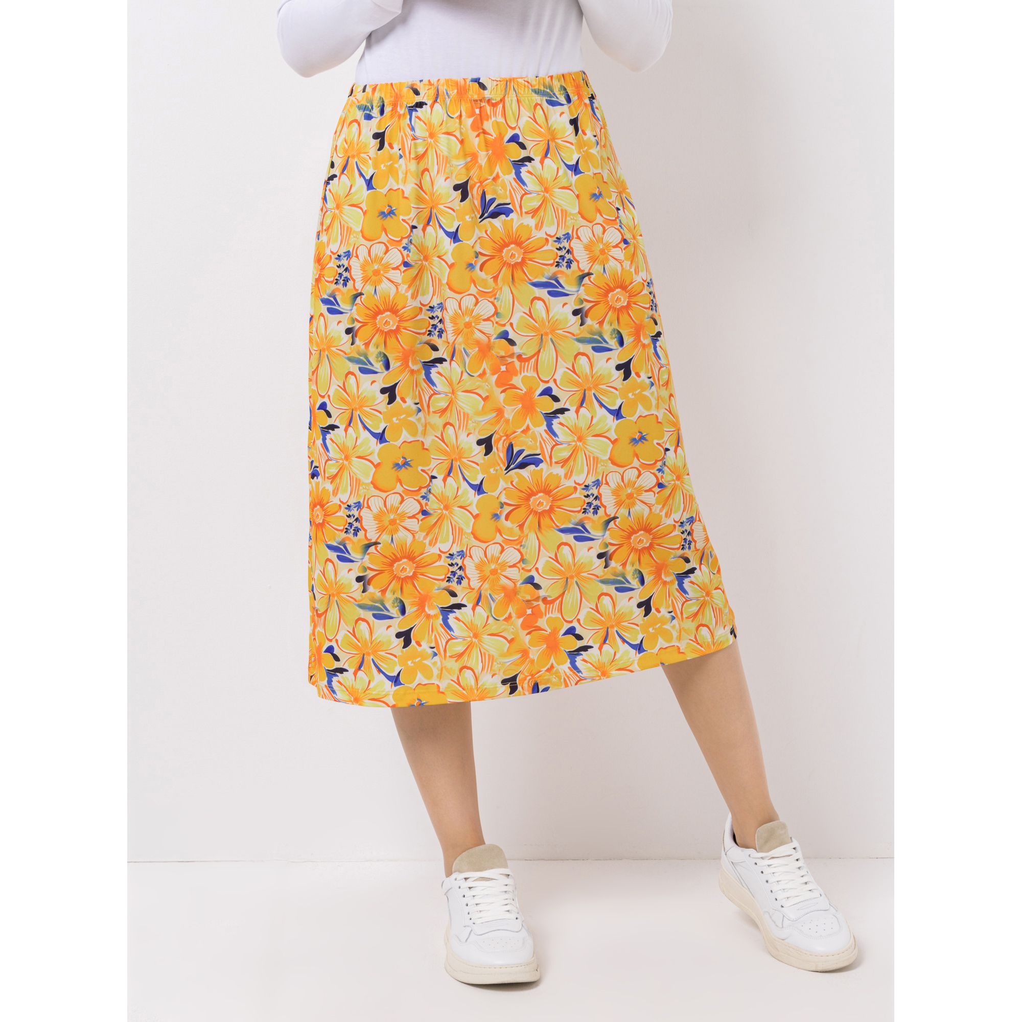 IN-PRINT Rock 7/8-Länge Rundumdehnbund Blumendruck