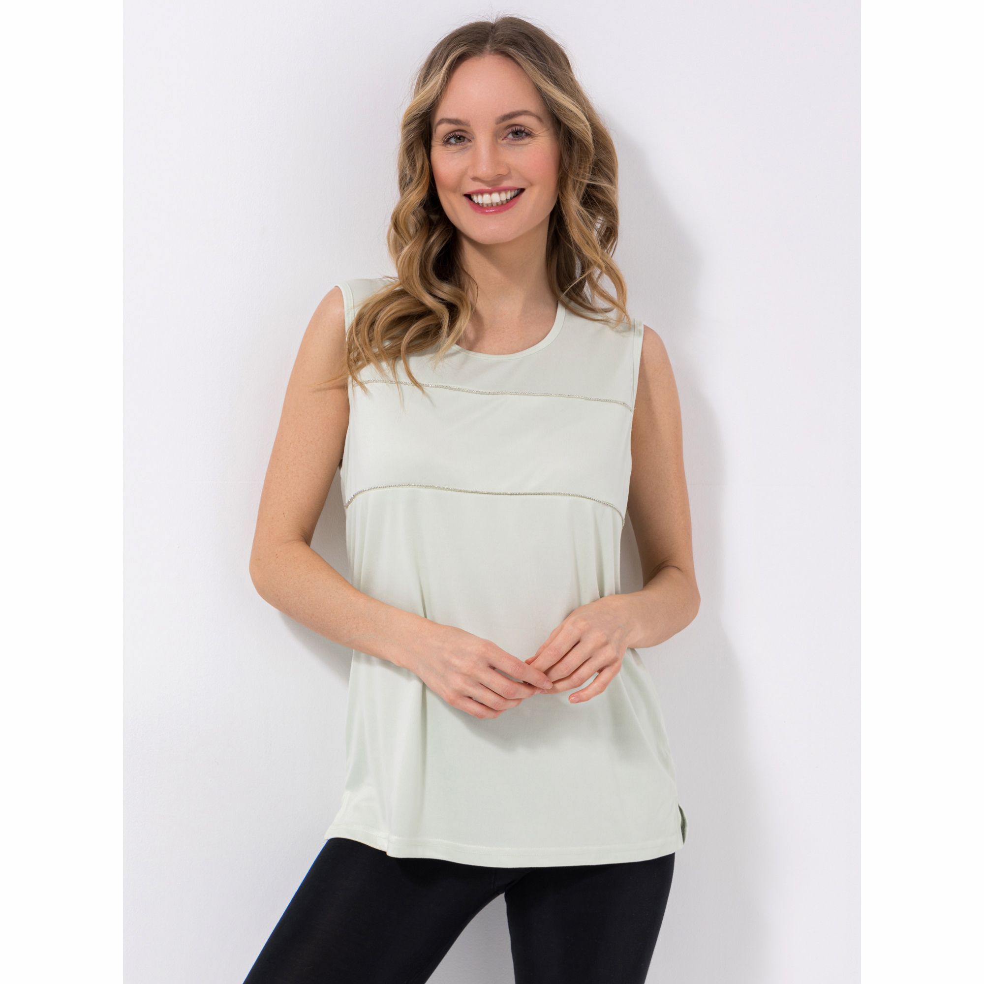 JERYMOOD HOMEWEAR Top, ohne Arm Mikrofaser Rundhalsausschnitt Perlendetails
