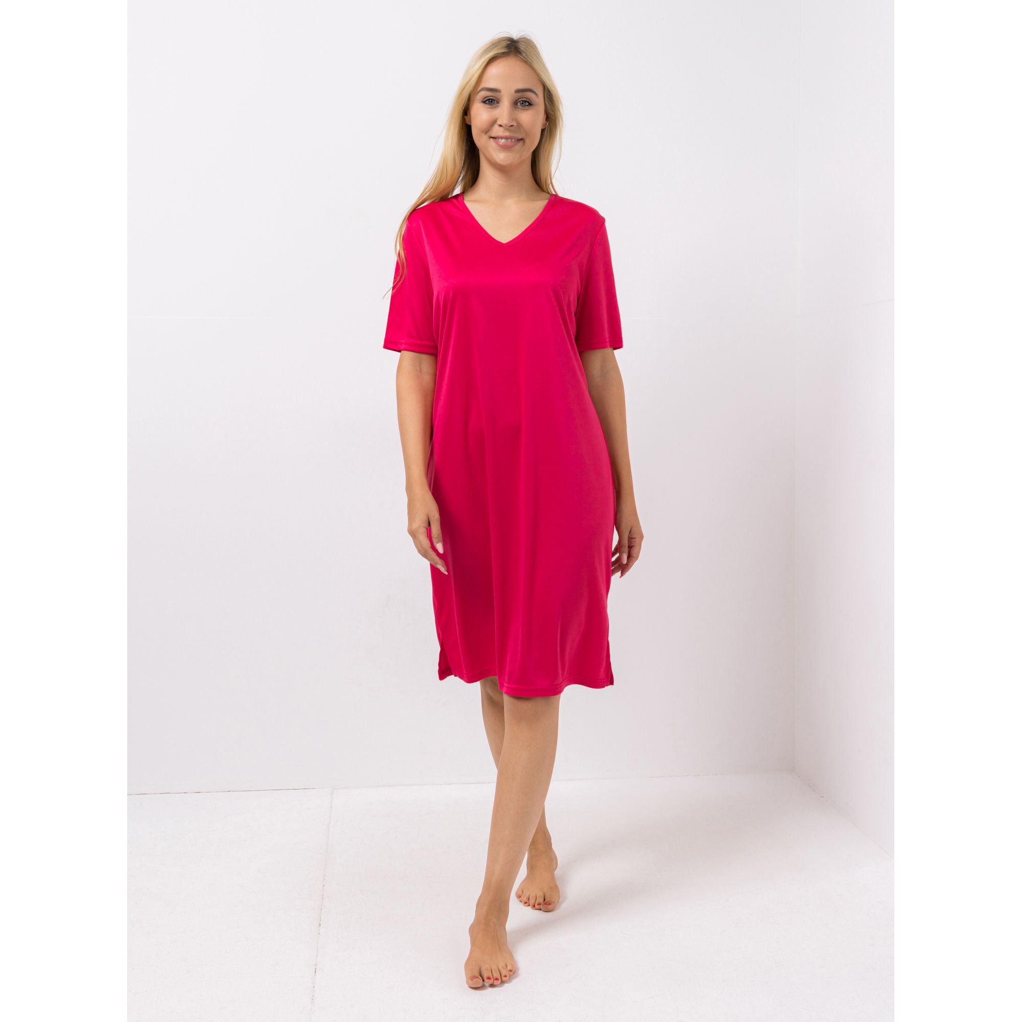 LITTLE ROSE Nachthemd, 1/2-Arm Mikrofaser V-Ausschnitt Spitzendetails