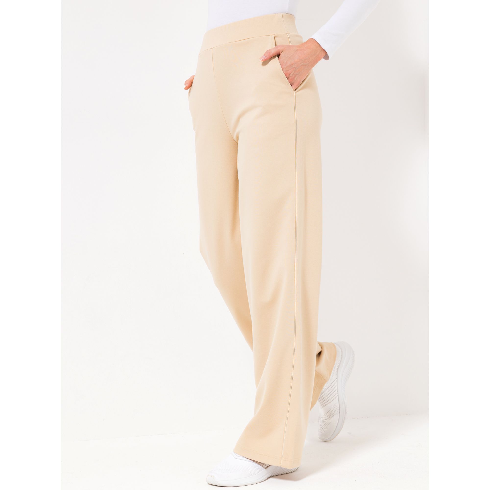 VIA MILANO Hose, 1/1-Länge weites Bein hohe Leibhöhe Eingrifftaschen