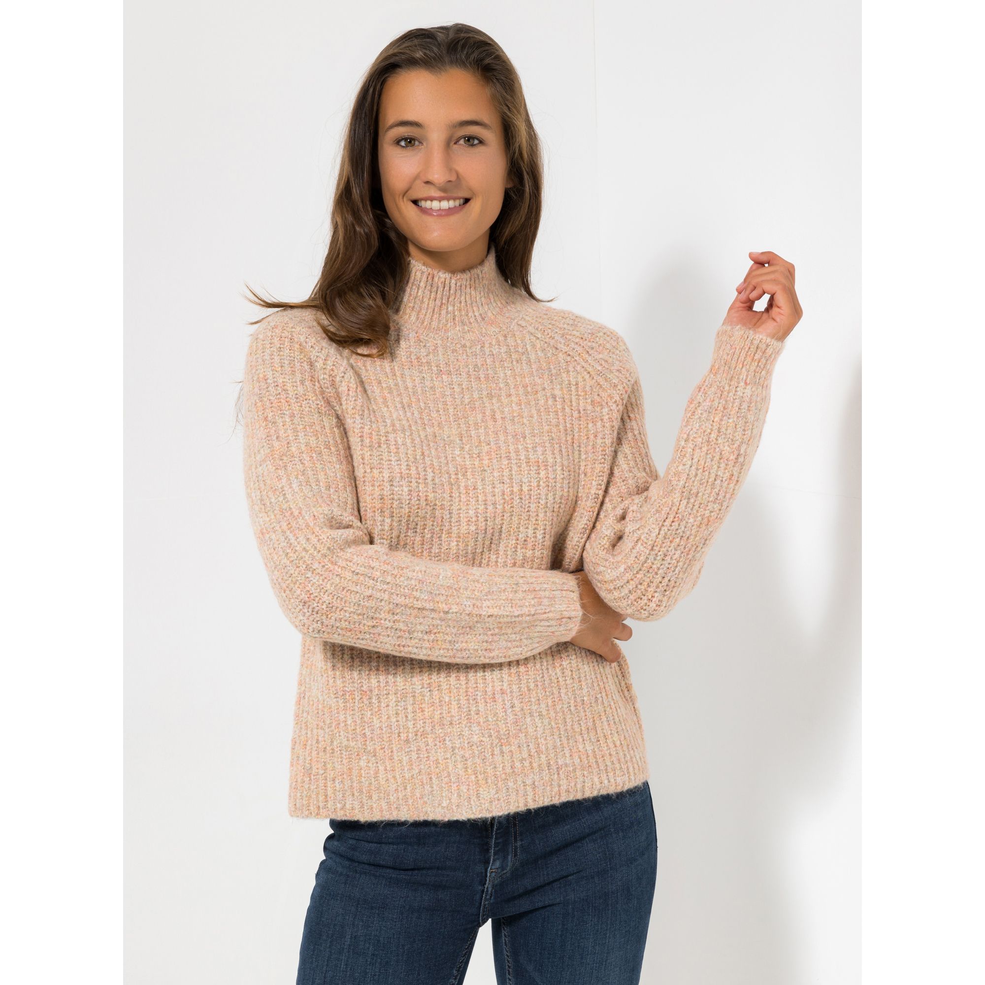 VIA MILANO Pullover, 1/1-Arm Stehkragen Raglanärmel figurumspielend