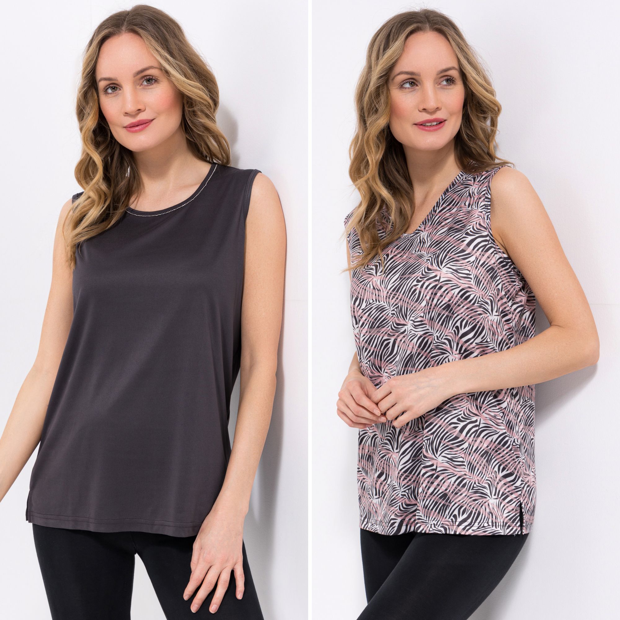 JERYMOOD HOMEWEAR 2 Tops Mikrofaser 1x bedruckt 1x Basic