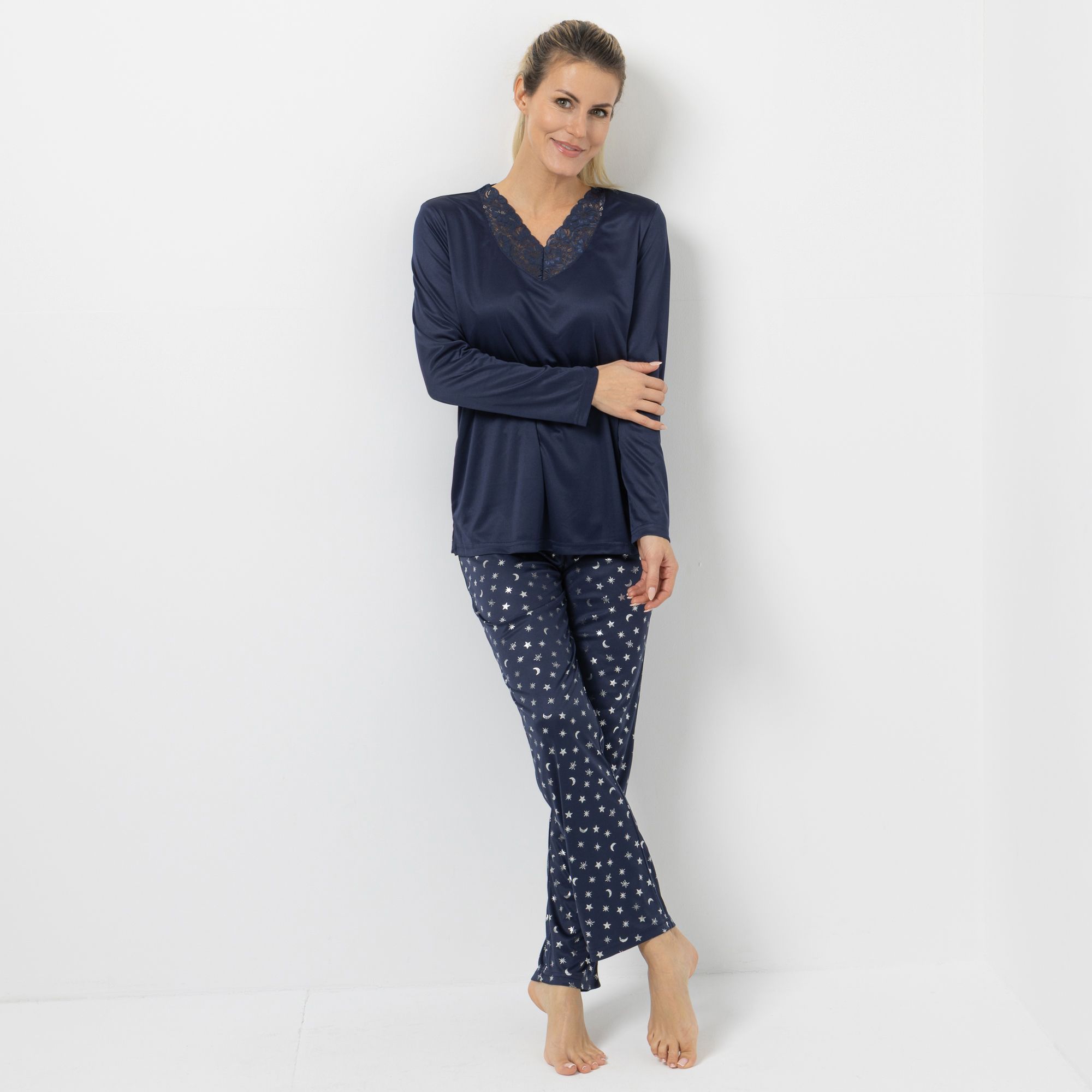 LITTLE ROSE Pyjama-Set Mikrofaser Shirt, 1/1-Arm Hose, 1/1-Länge