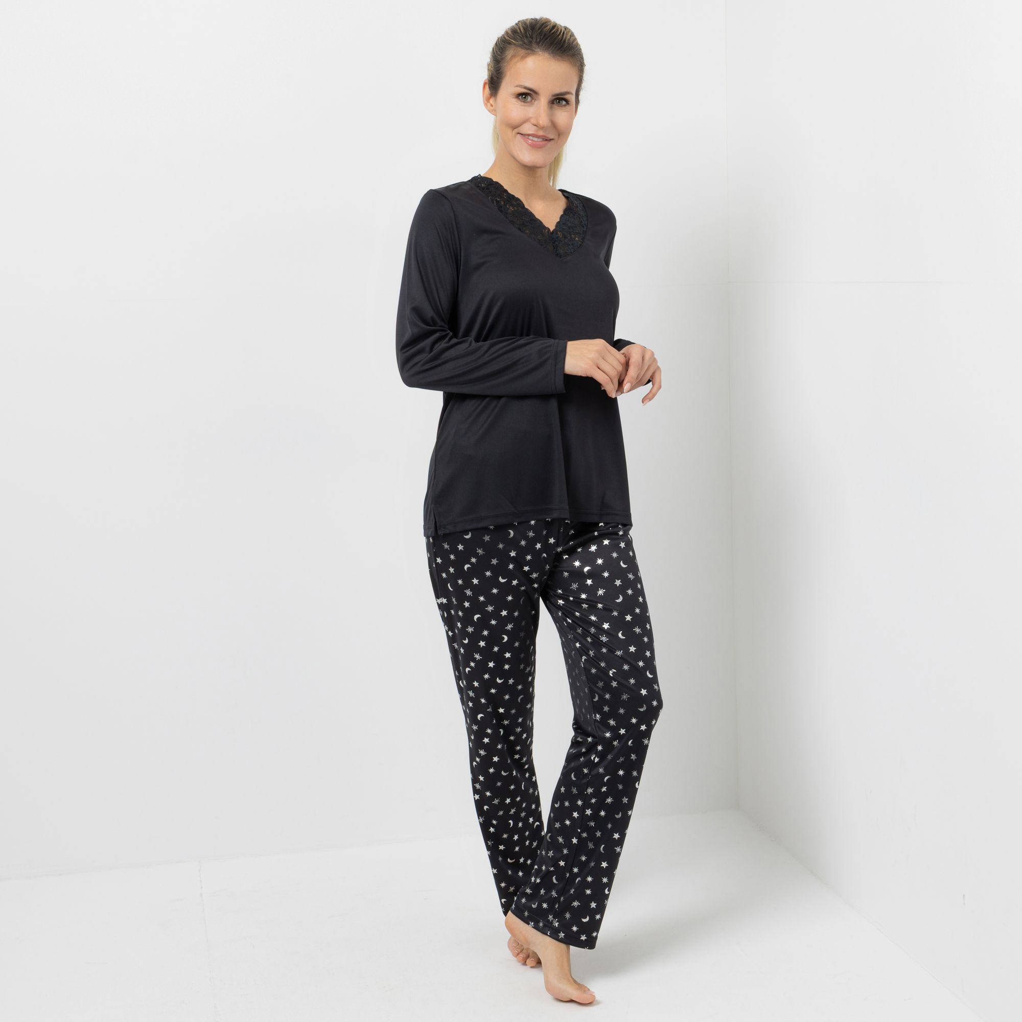 LITTLE ROSE Pyjama-Set Mikrofaser Shirt, 1/1-Arm Hose, 1/1-Länge