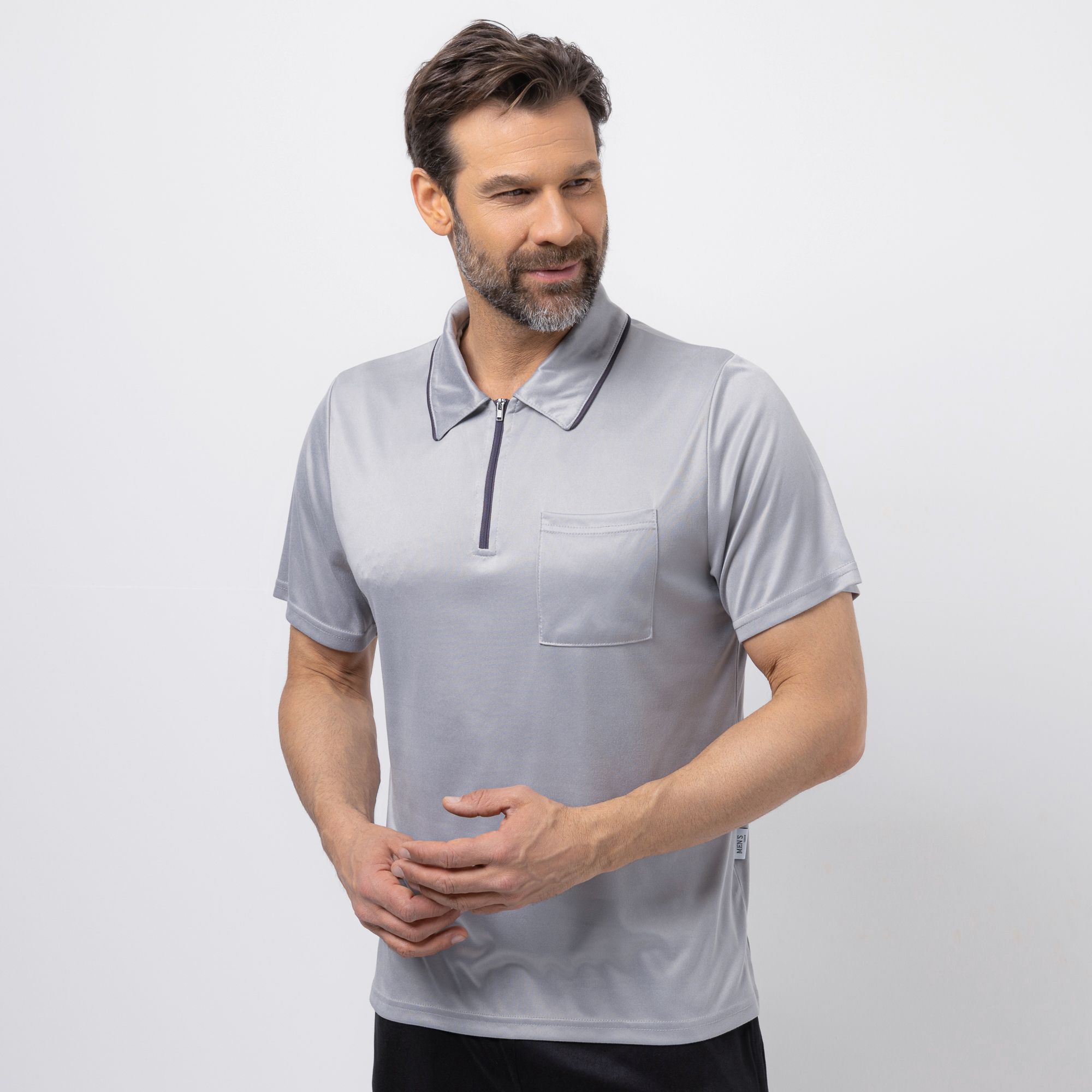 MEN'S TOUCH Polo-Shirt, 1/2-Arm Mikrofaser Seitennahtschlitze Brusttasche