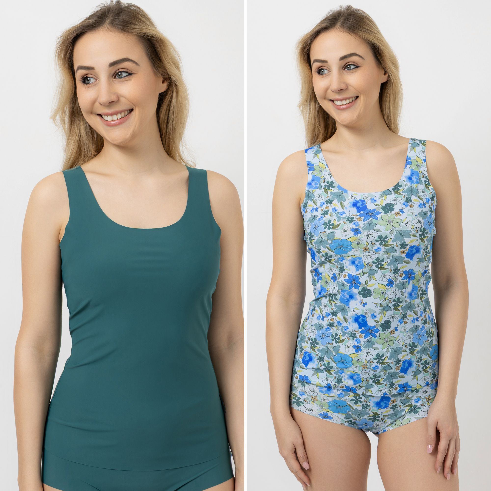 LITTLE ROSE 2 Tops Rundhalsausschnitt 1x uni 1x bedruckt