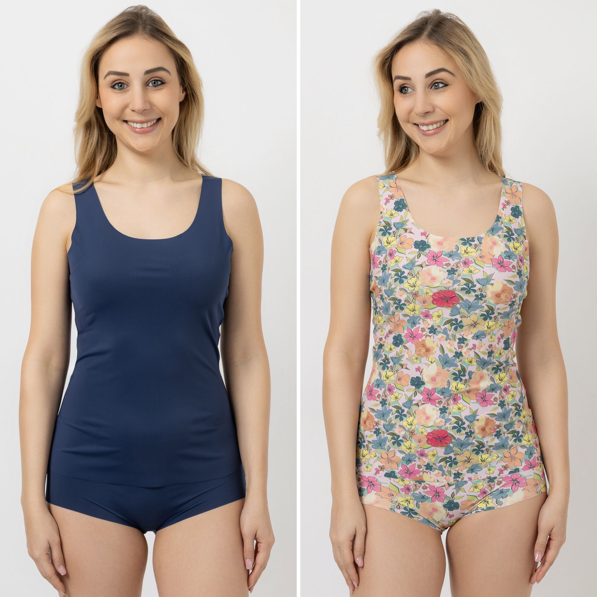 LITTLE ROSE 2 Tops Rundhalsausschnitt 1x uni 1x bedruckt