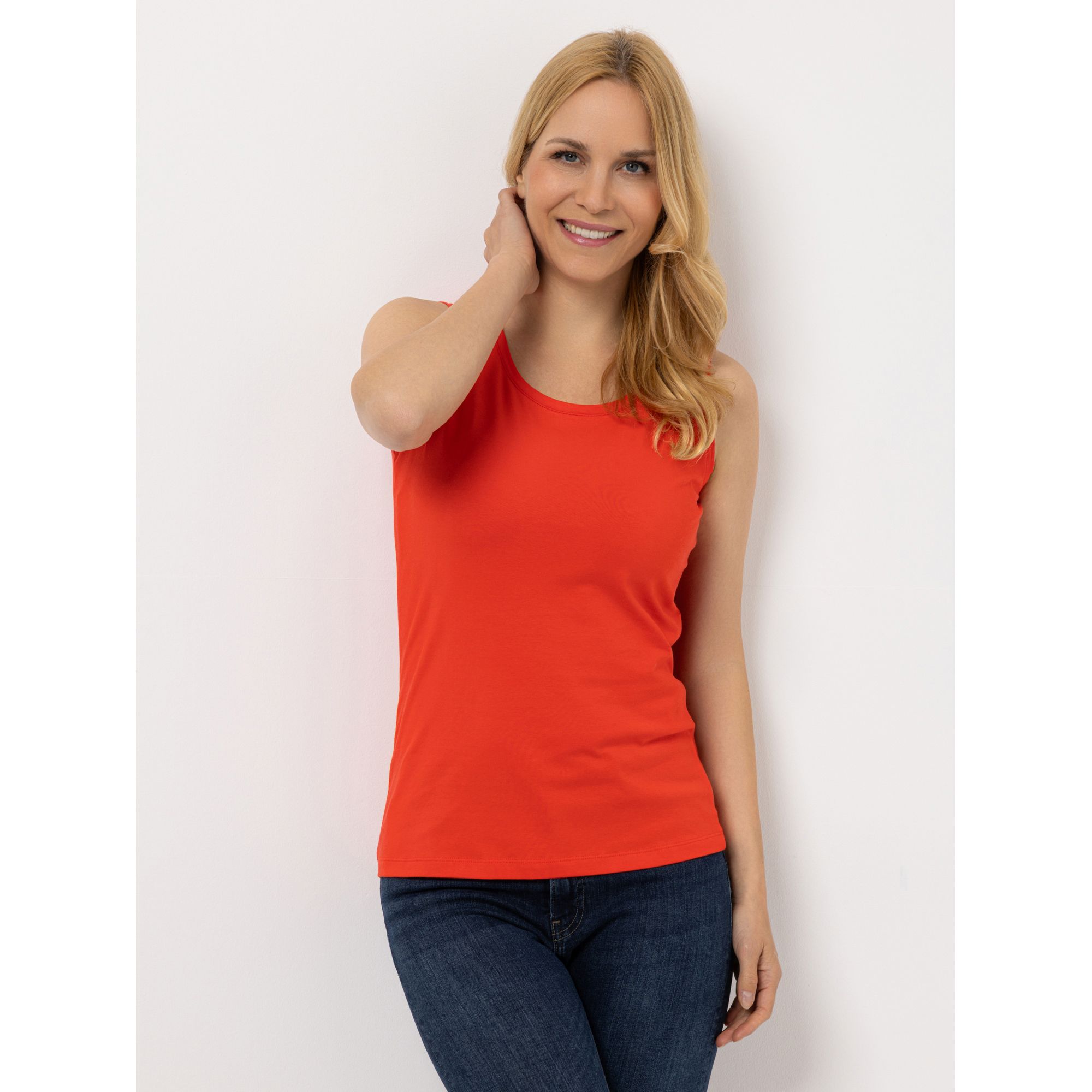 VIA MILANO Top Rundhalsausschnitt breite Träger figurbetont eng