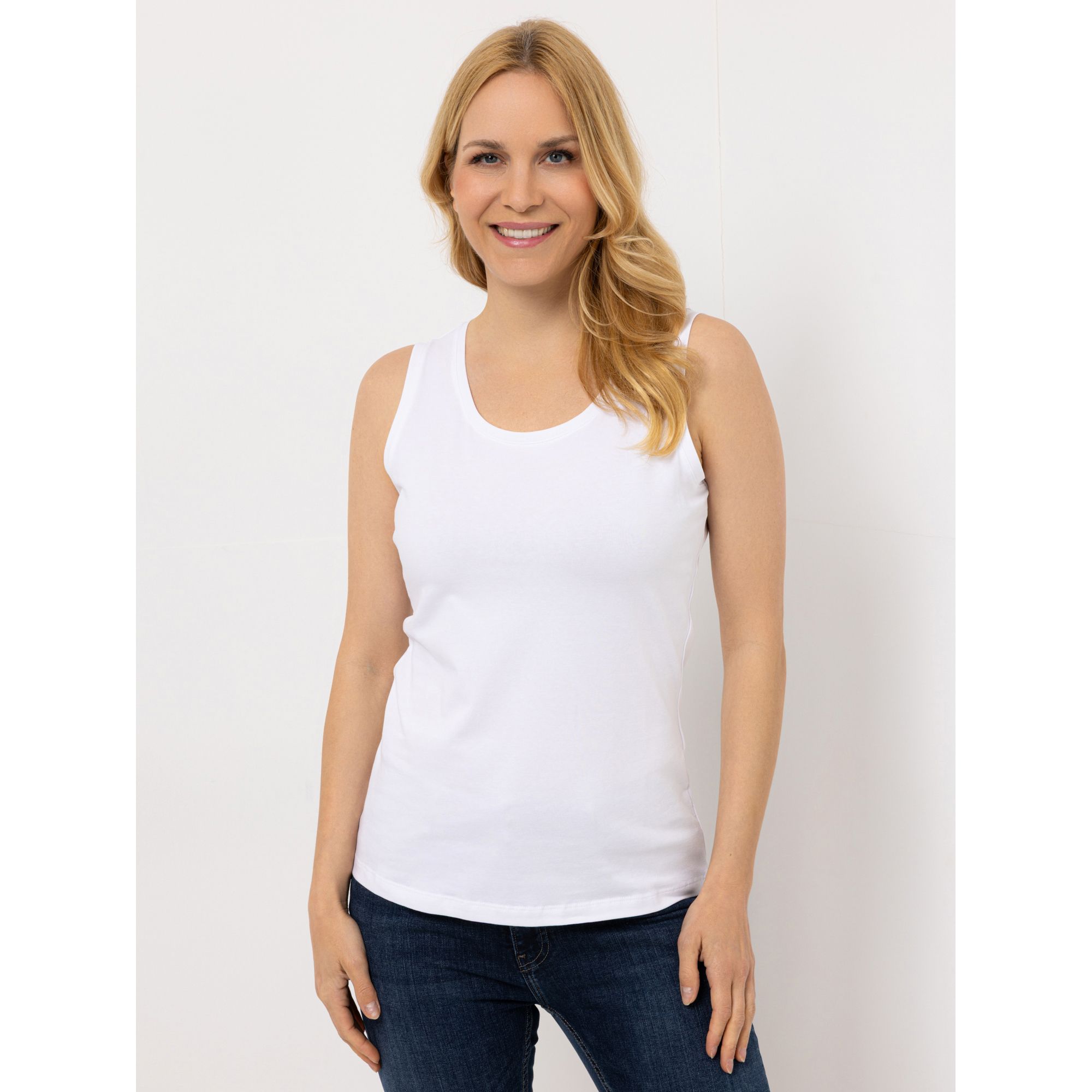 VIA MILANO Top Rundhalsausschnitt breite Träger figurbetont eng