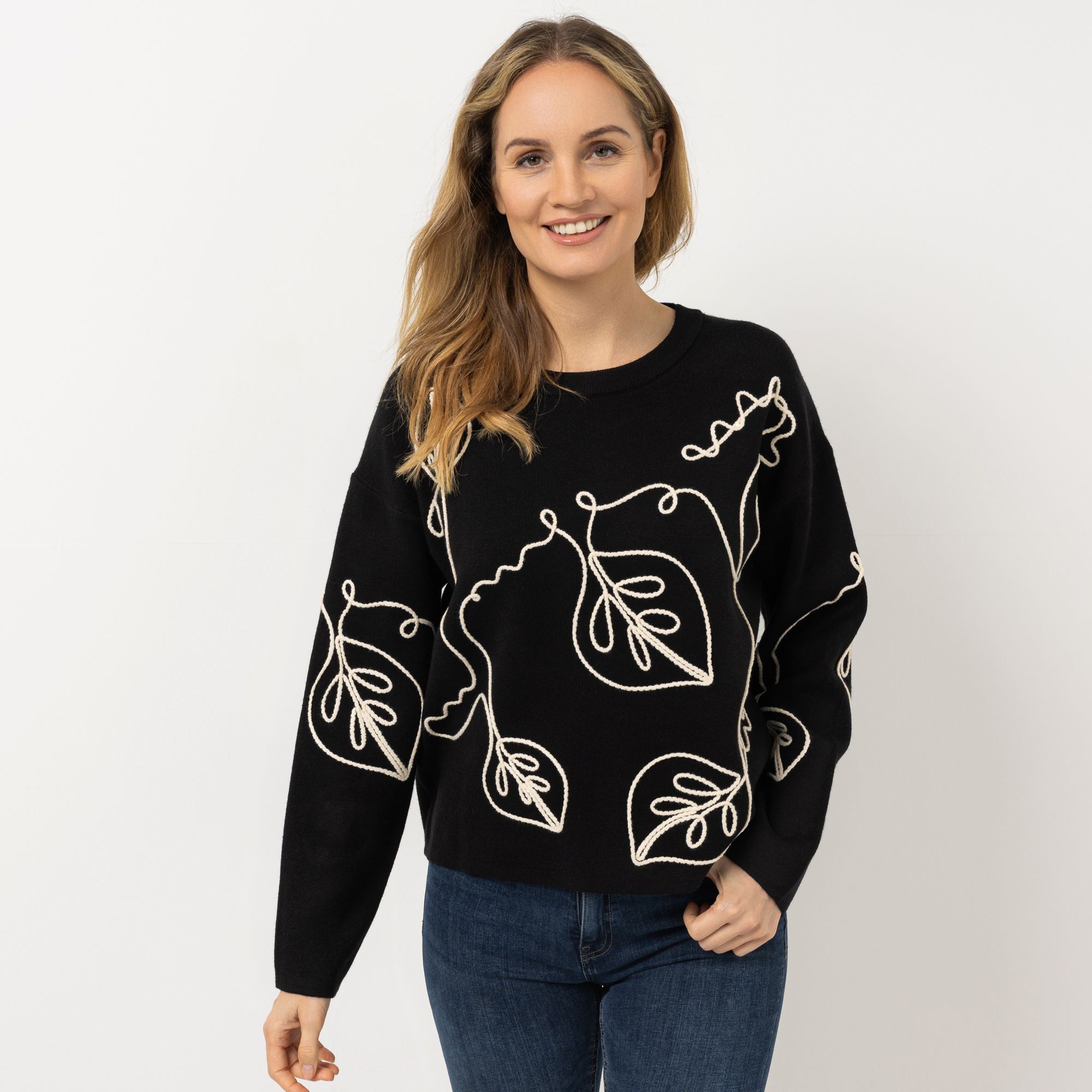 VIA MILANO Pullover, 1/1-Arm überschnittene Schulter Kontrast-Details