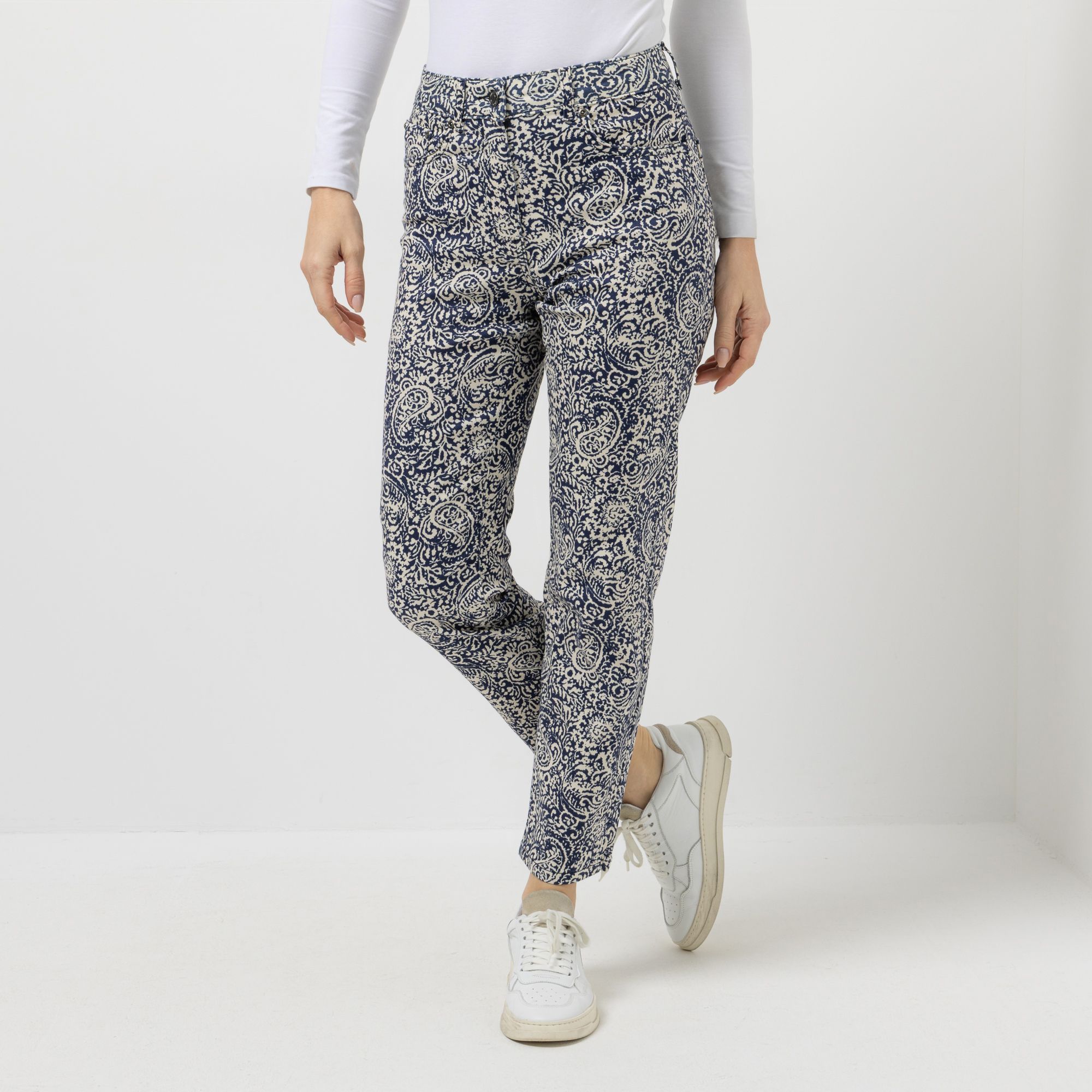 AMINATI® Hose, knöchellang 5-Pocket-Style Allover-Druck Logo-Details