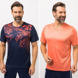 MEN'S TOUCH 2 Shirts, 1/2-Arm Mikrofaser Ausschnittvariationen schmale Passform