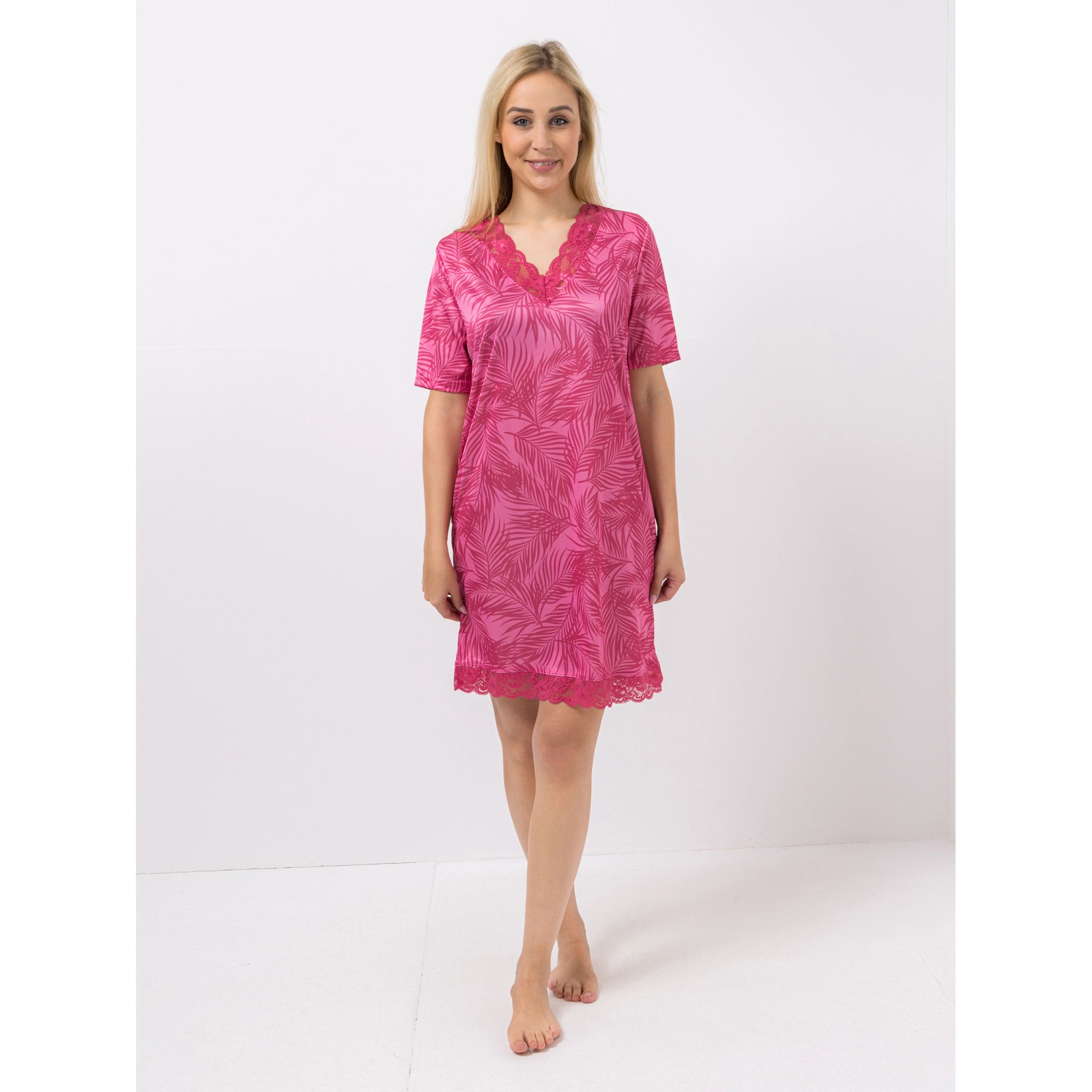 LITTLE ROSE Bigshirt, 1/2-Arm Mikrofaser Spitzendetails Seitenschlitze