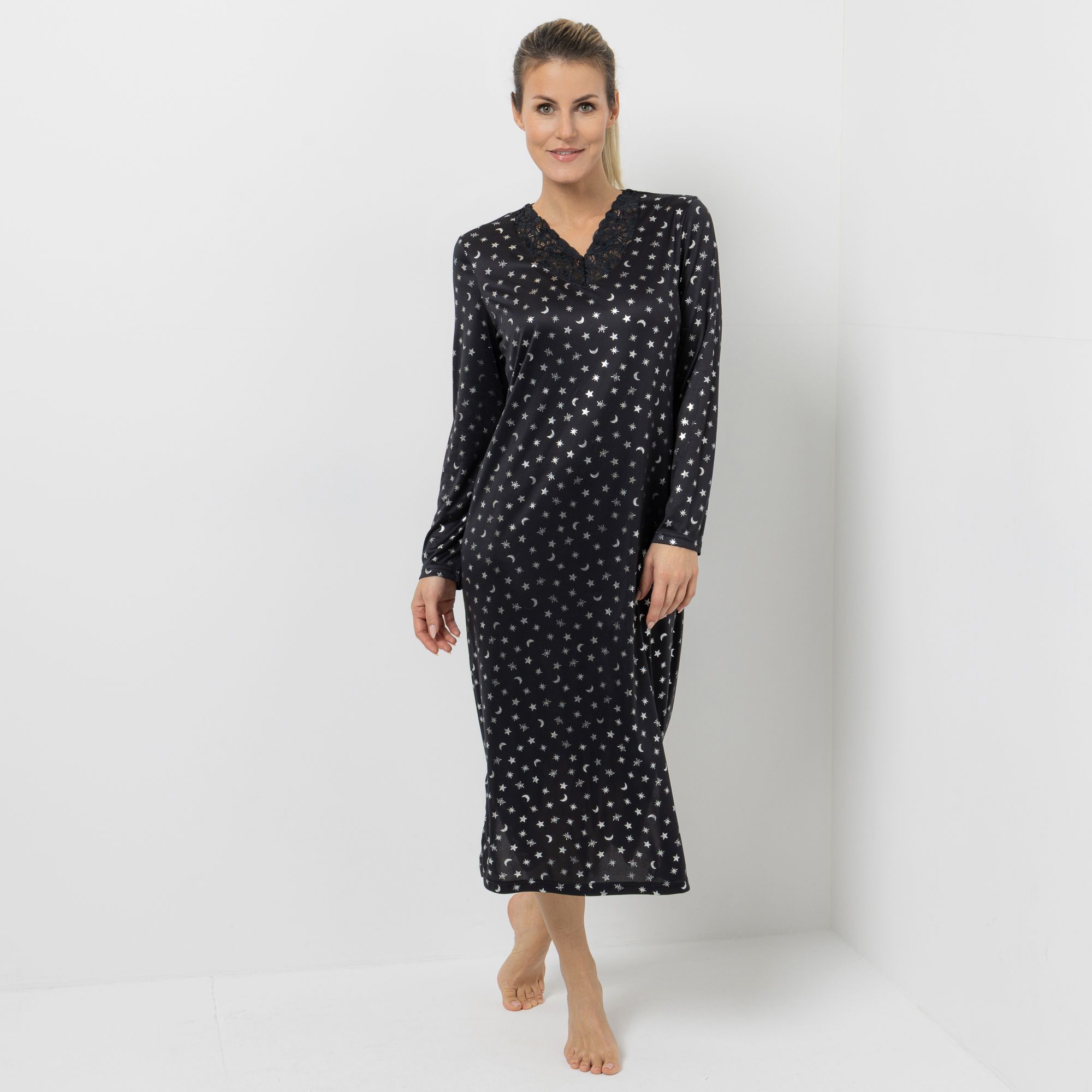 LITTLE ROSE Nachthemd, 1/1-Arm Mikrofaser V-Ausschnitt bedruckt