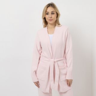LITTLE ROSE Longcardigan, 1/1-Arm Mikrofaser Plüsch Bindegürtel