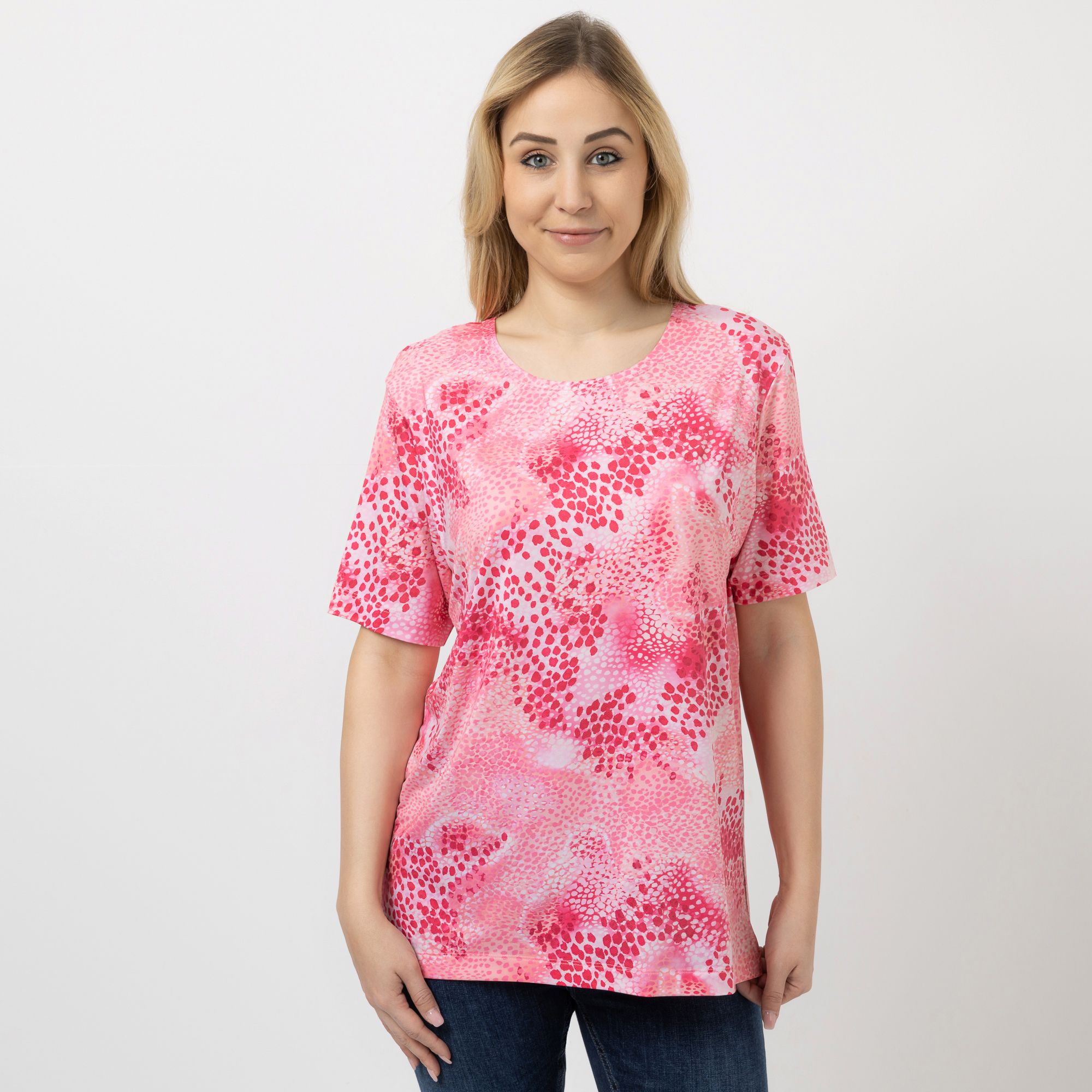 IN-PRINT Shirt, 1/2-Arm Rundhalsausschnitt Seitenschlitze