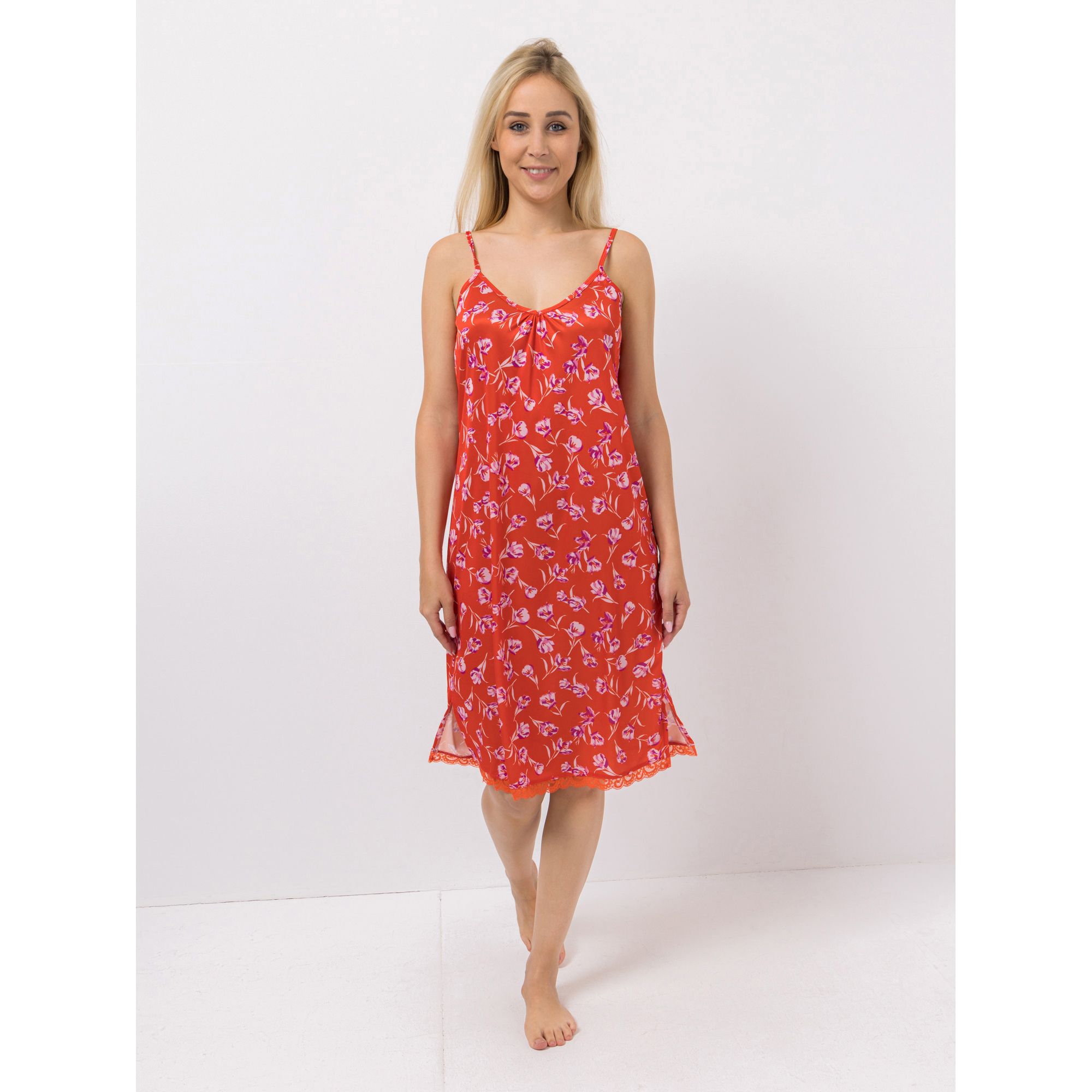 LITTLE ROSE Nachthemd Mikrofaser Spaghettiträger V-Ausschnitt