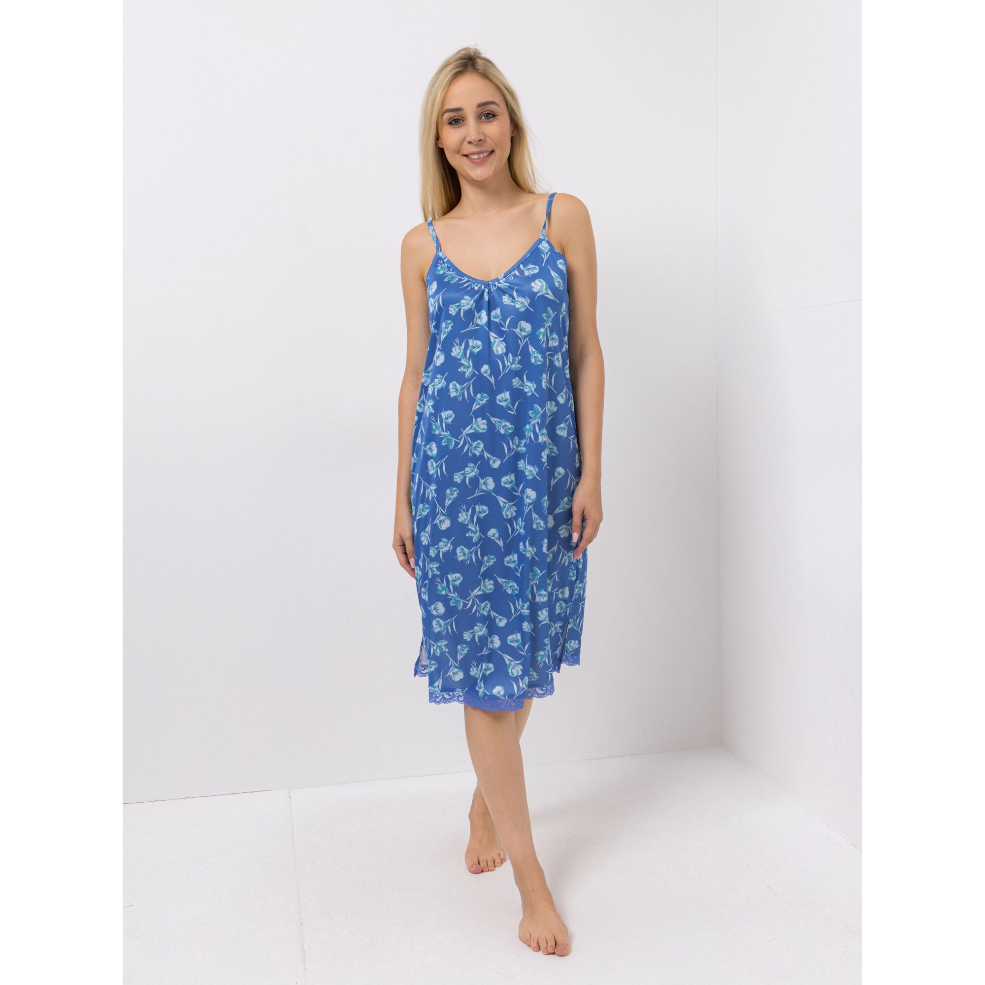 LITTLE ROSE Nachthemd Mikrofaser Spaghettiträger V-Ausschnitt