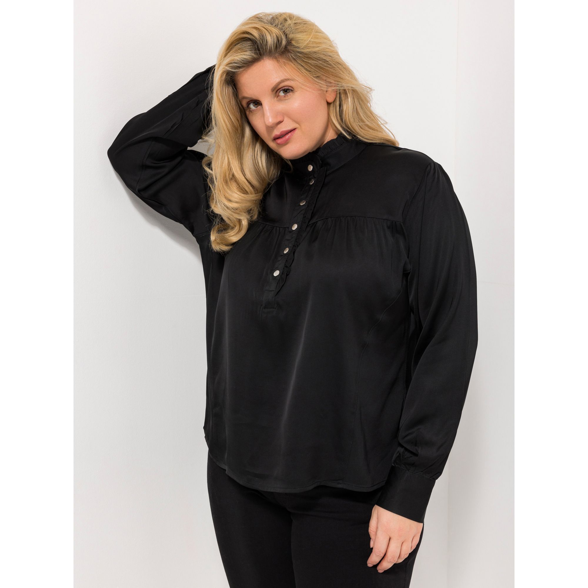 ROCK YOUR CURVES by Angelina K. Shirtbluse, 1/1-Arm Stehkragen Druckknopfleiste