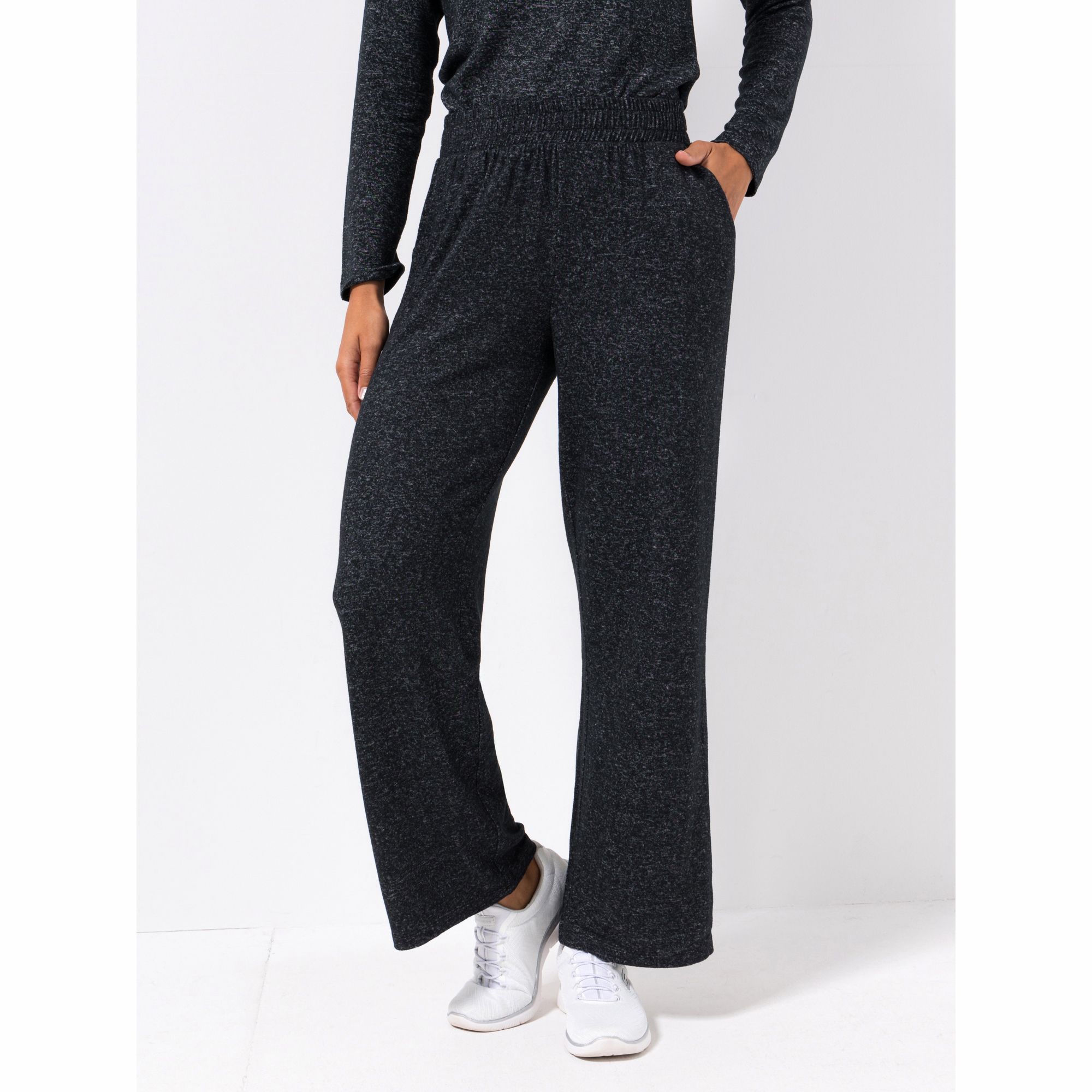 VIA MILANO Hose Rundumdehnbund meliert gerader Beinverlauf