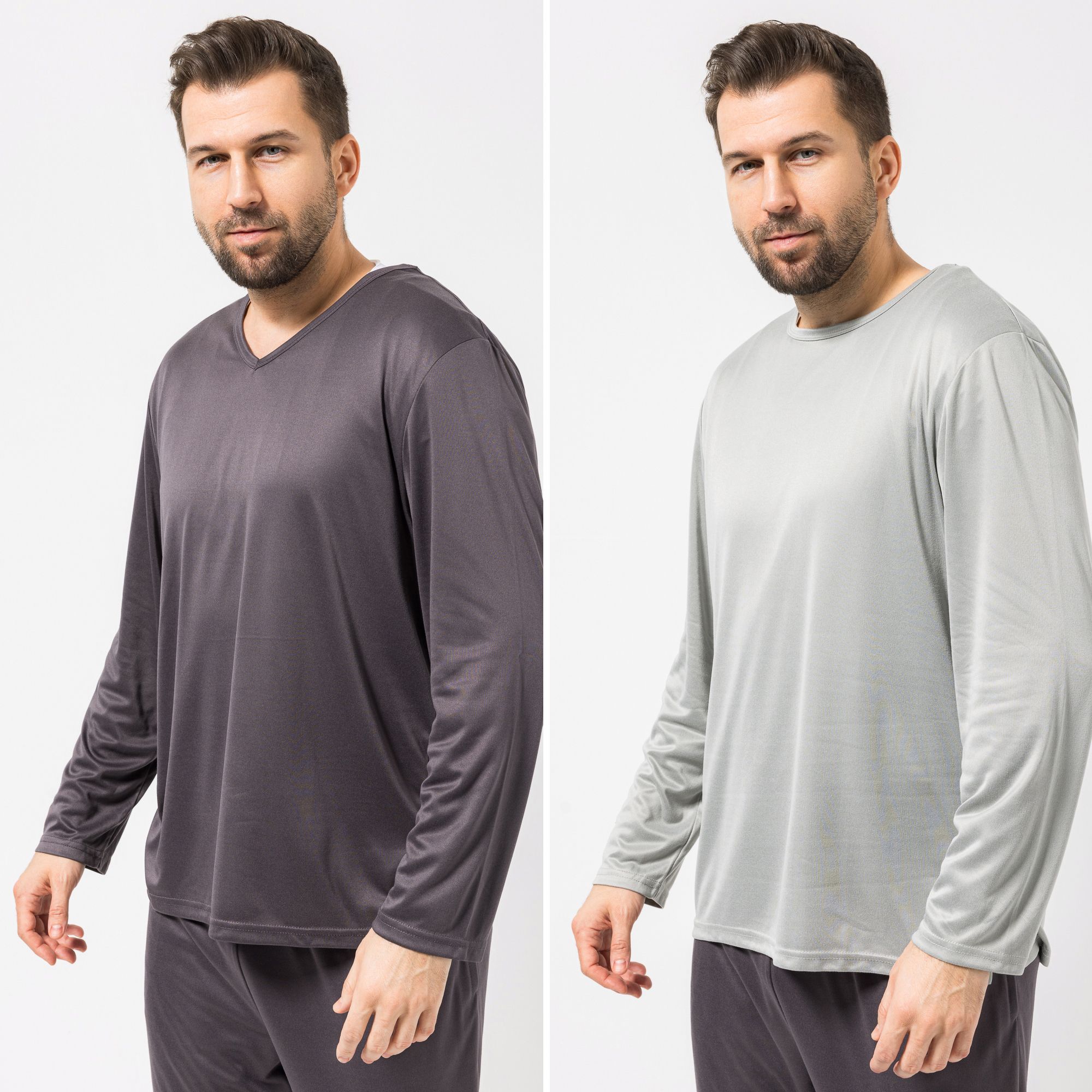 MEN'S TOUCH 2 Shirts, 1/1-Arm Mikrofaser 1x Rundhalsausschnitt 1x V-Ausschnitt