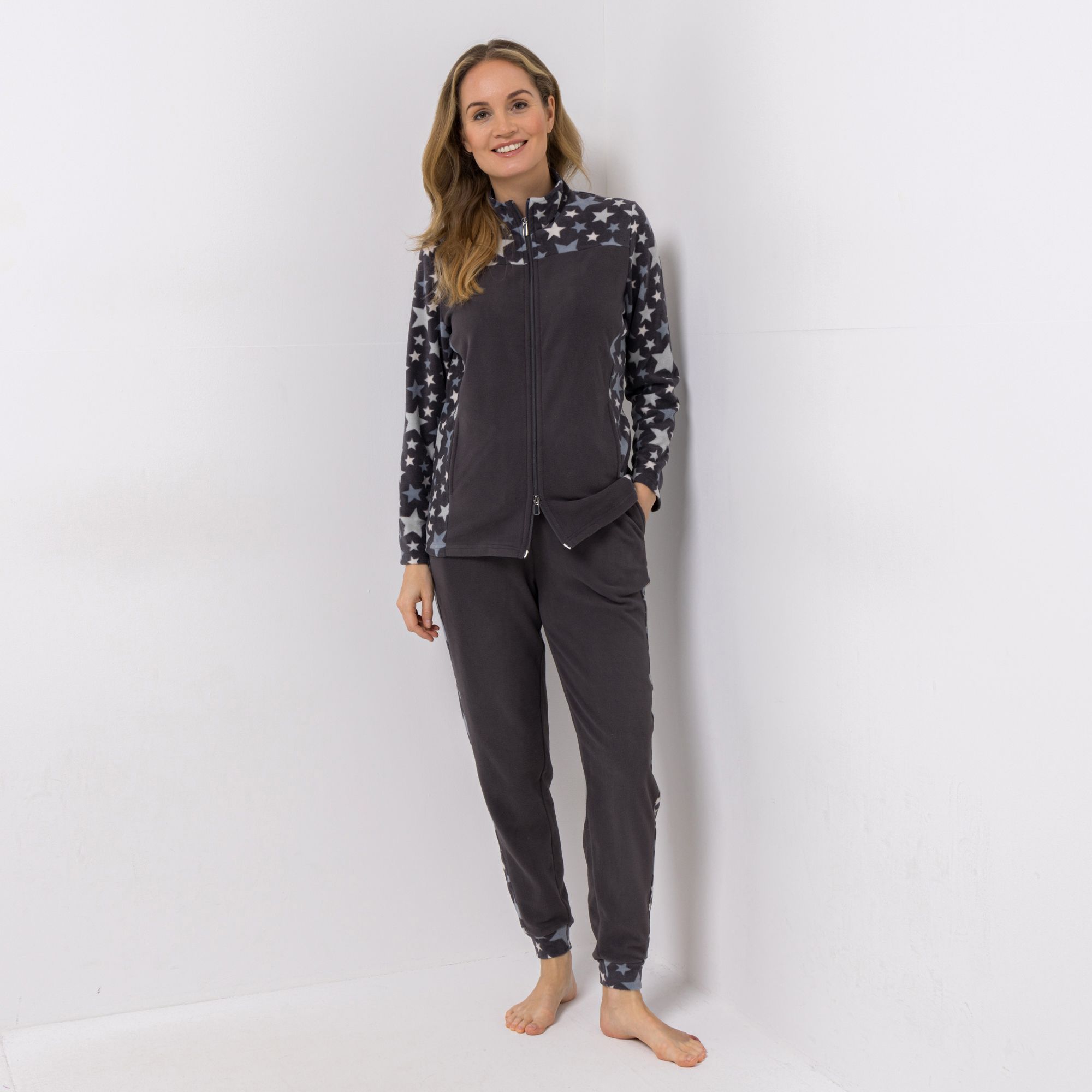 POLARSTERN Hausanzug Mikrofaser Fleece Jacke & Hose Druckdetails