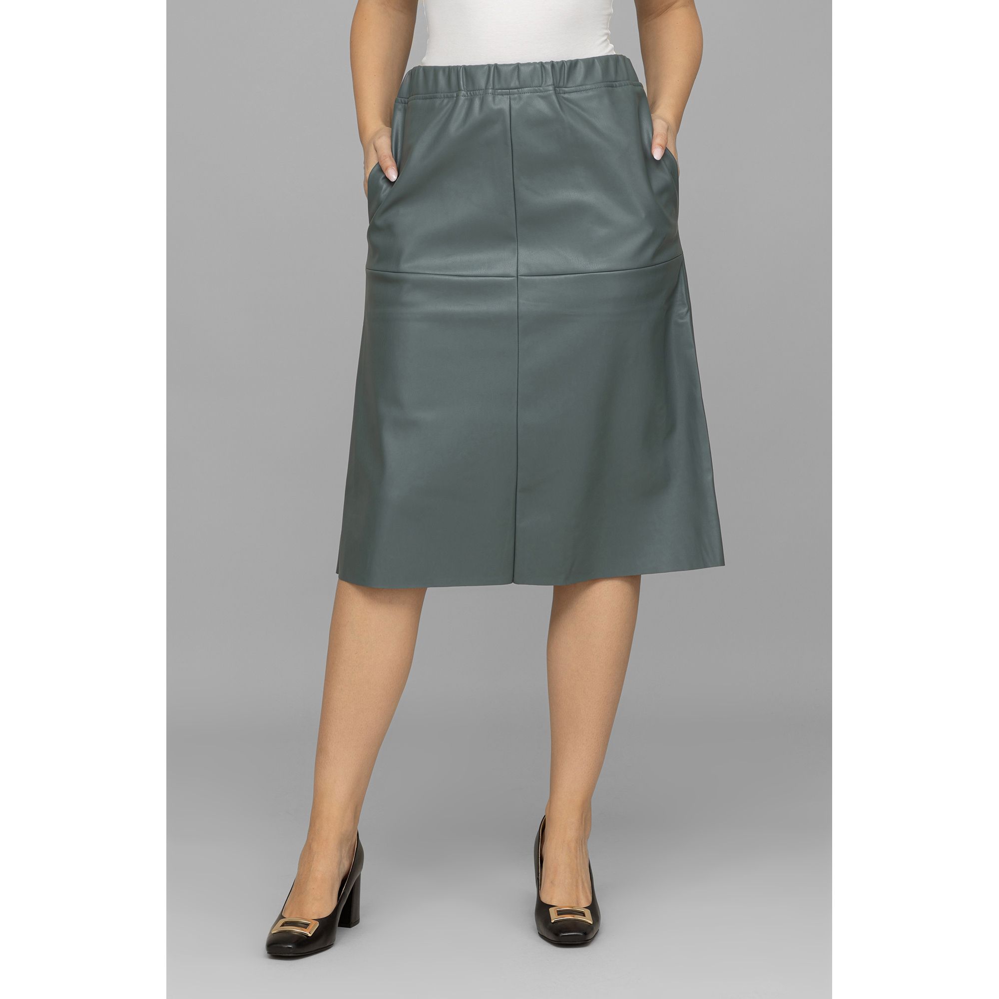 VIA MILANO Rock, A-Linie Leder Optik Ziernähte wadenumspielend