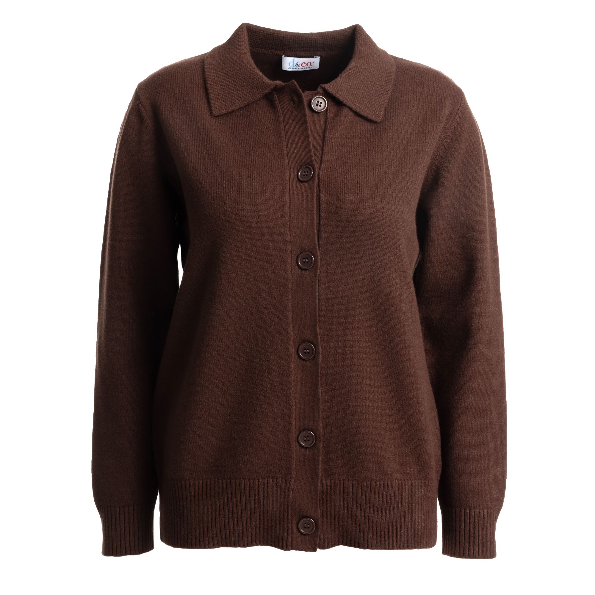 DENIM & CO. Cardigan Kragen Knopfleiste Rippenbundabschluss