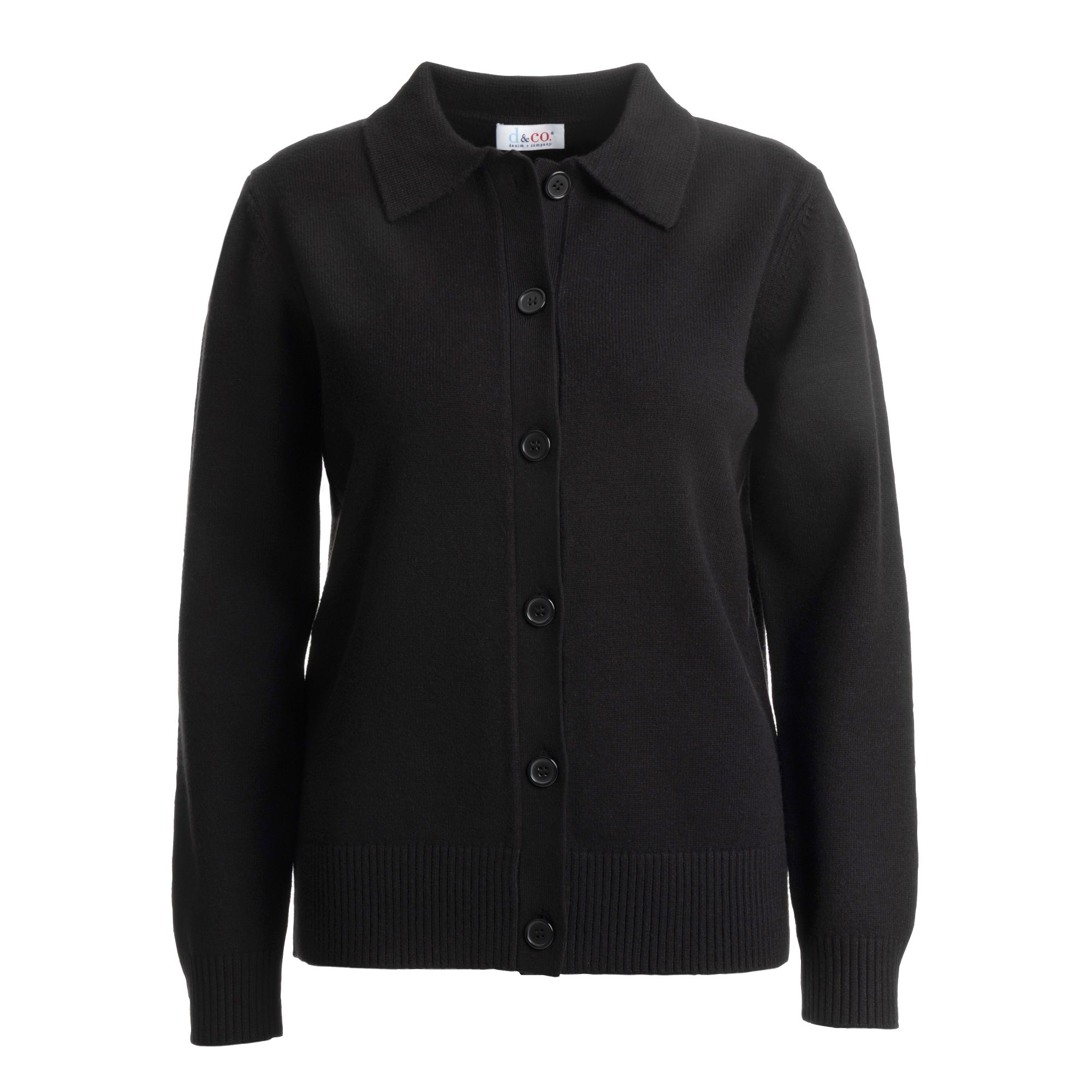DENIM & CO. Cardigan Kragen Knopfleiste Rippenbundabschluss