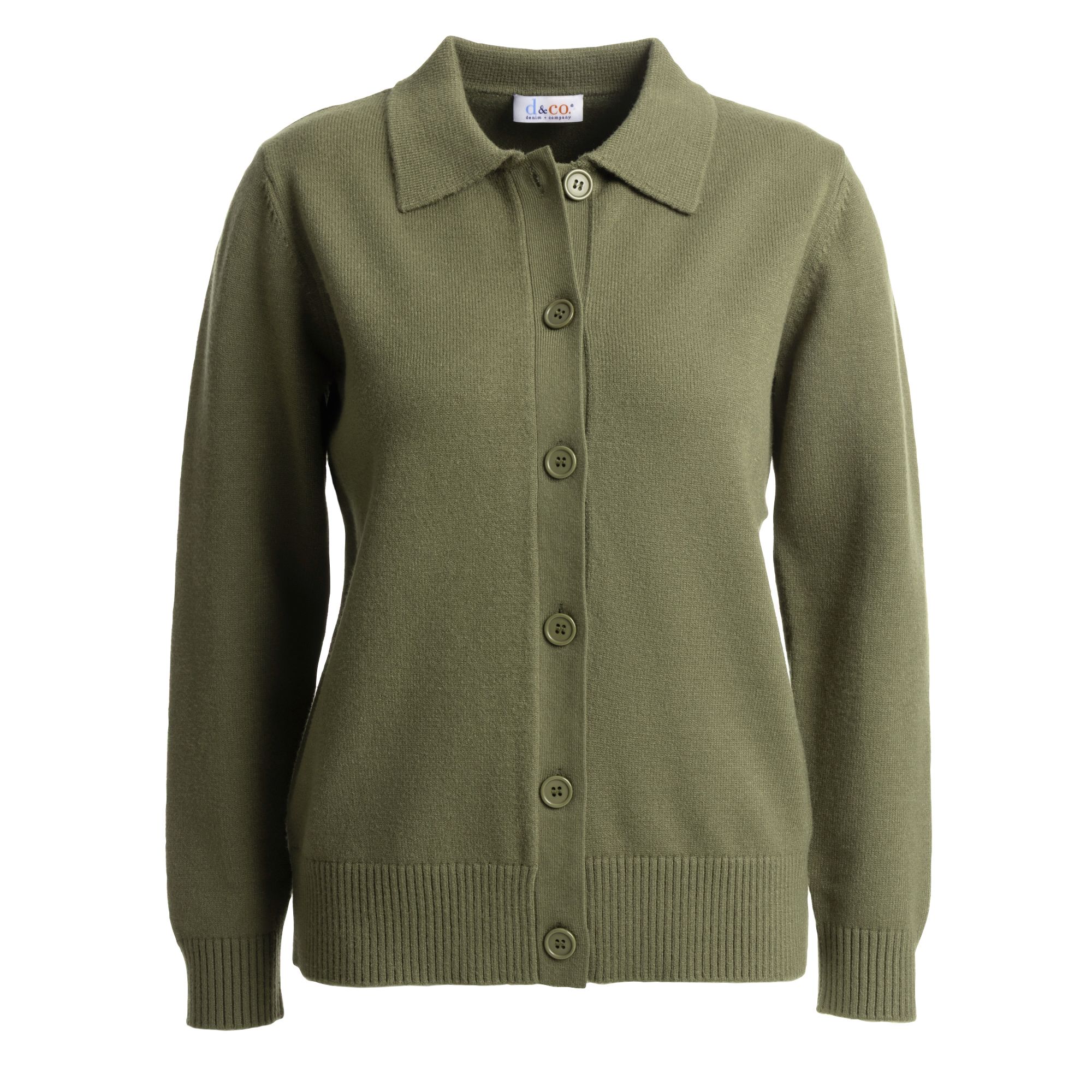 DENIM & CO. Cardigan Kragen Knopfleiste Rippenbundabschluss