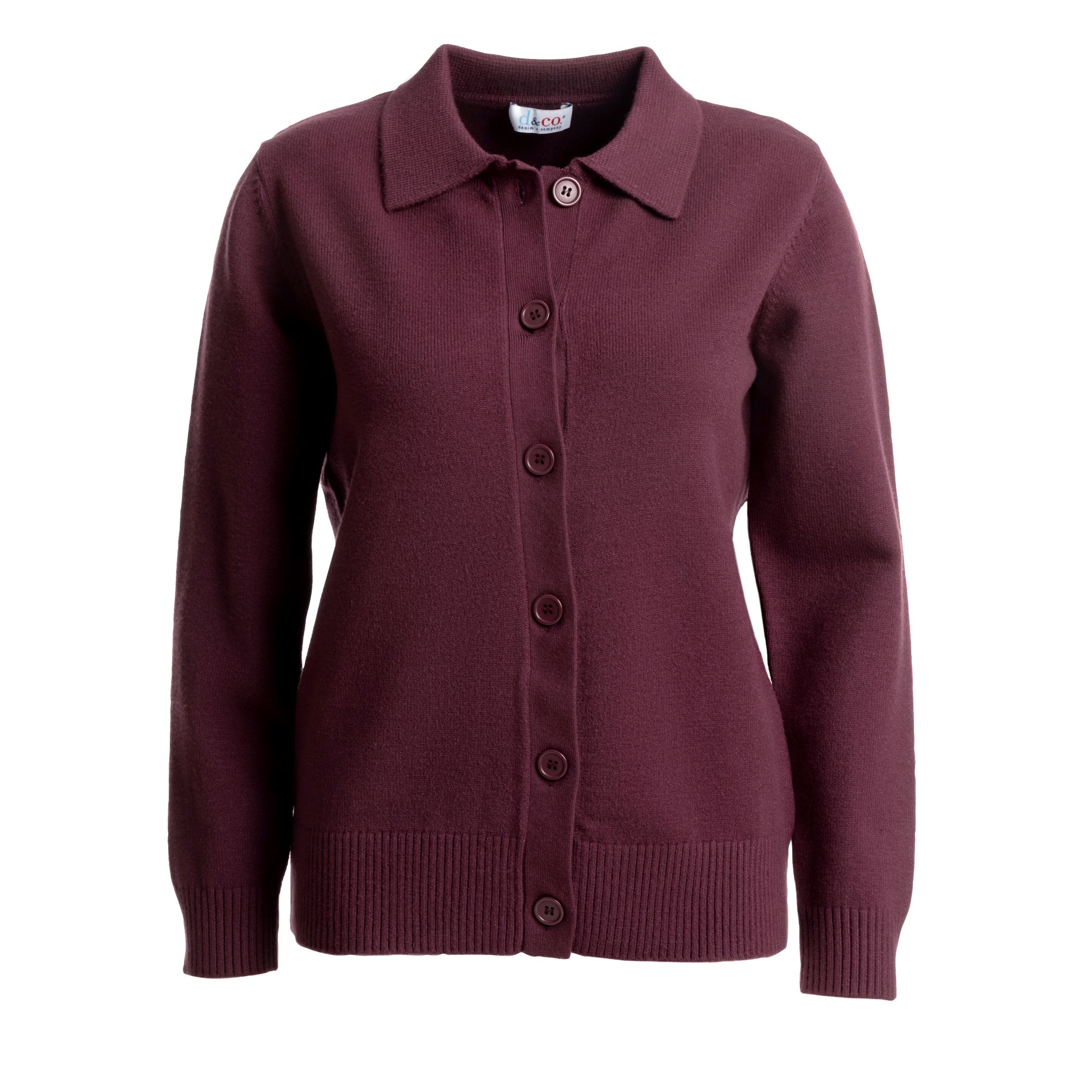 DENIM & CO. Cardigan Kragen Knopfleiste Rippenbundabschluss