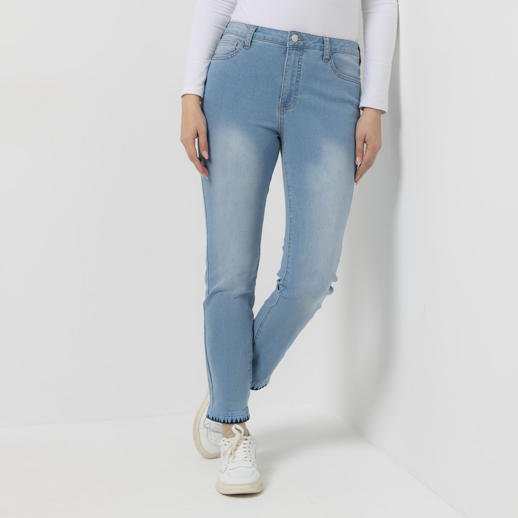 VIA MILANO Jeans. 7/8-Länge knöchellang Stickerei-Details schmales Bein