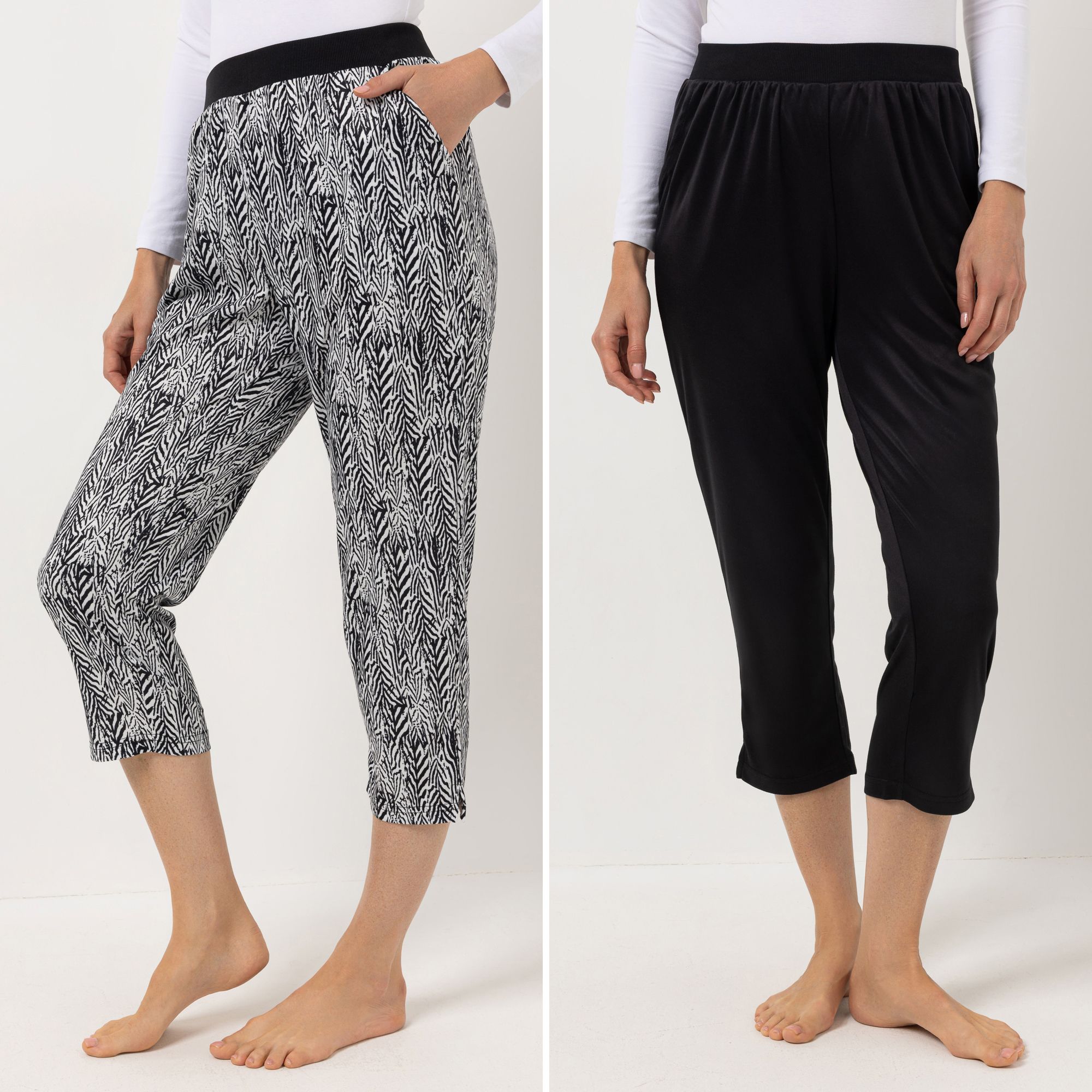 JERYMOOD HOMEWEAR 2 Loungehosen Mikrofaser 7/8-Länge uni&bedruckt