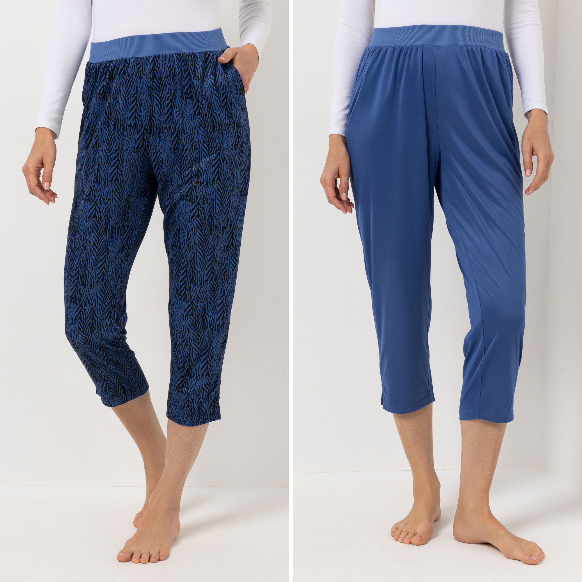 JERYMOOD HOMEWEAR 2 Loungehosen Mikrofaser 7/8-Länge uni&bedruckt