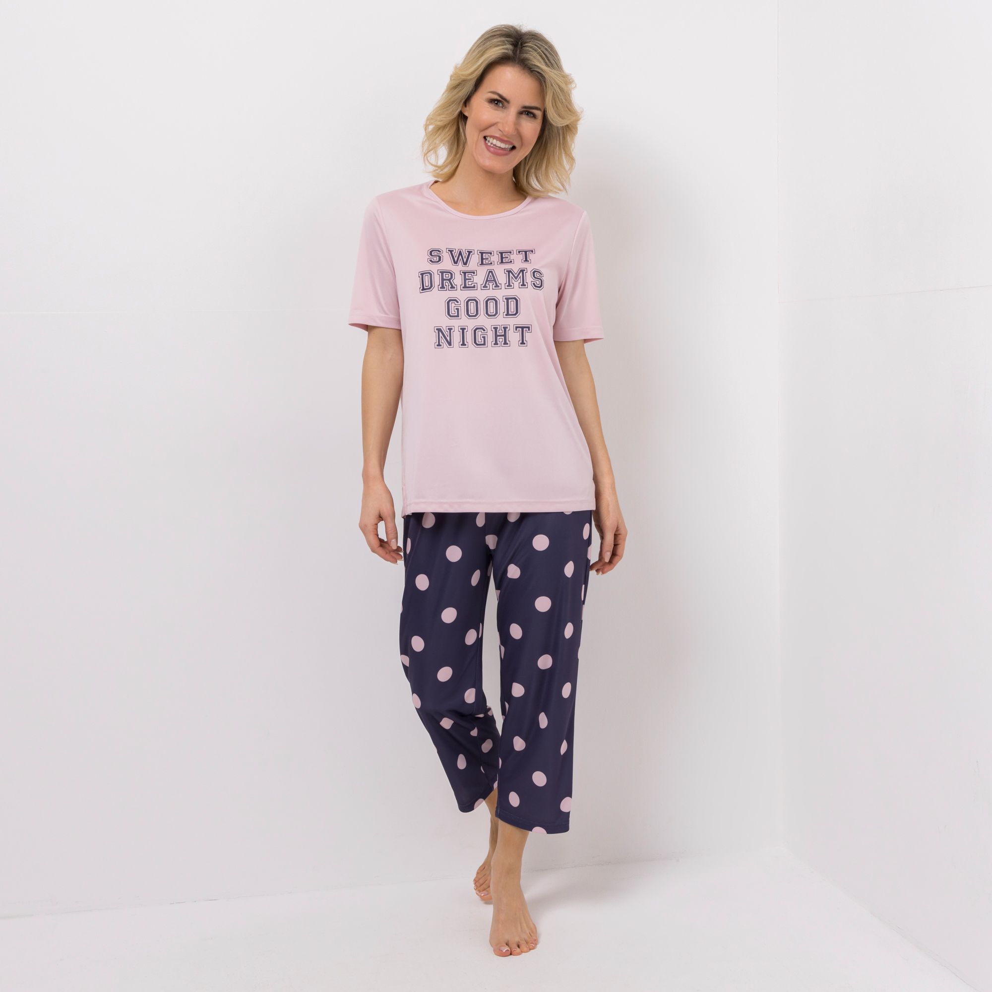 LITTLE ROSE Pyjama-Set Shirt, 1/2-Arm Hose, 7/8-Länge Rundumdehnbund