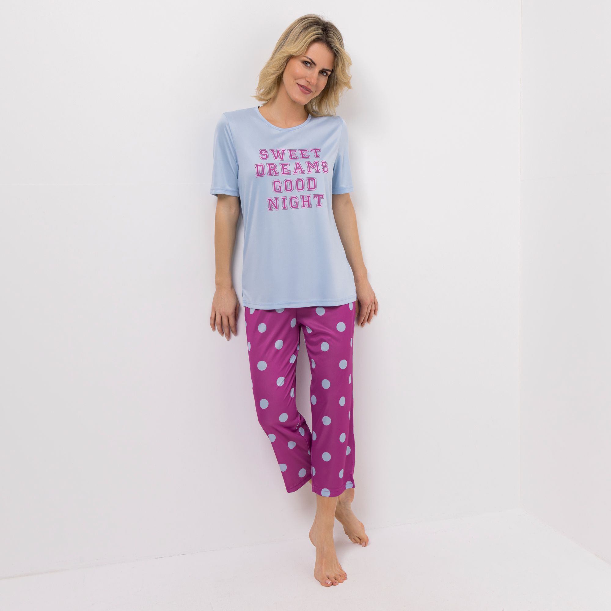 LITTLE ROSE Pyjama-Set Shirt, 1/2-Arm Hose, 7/8-Länge Rundumdehnbund