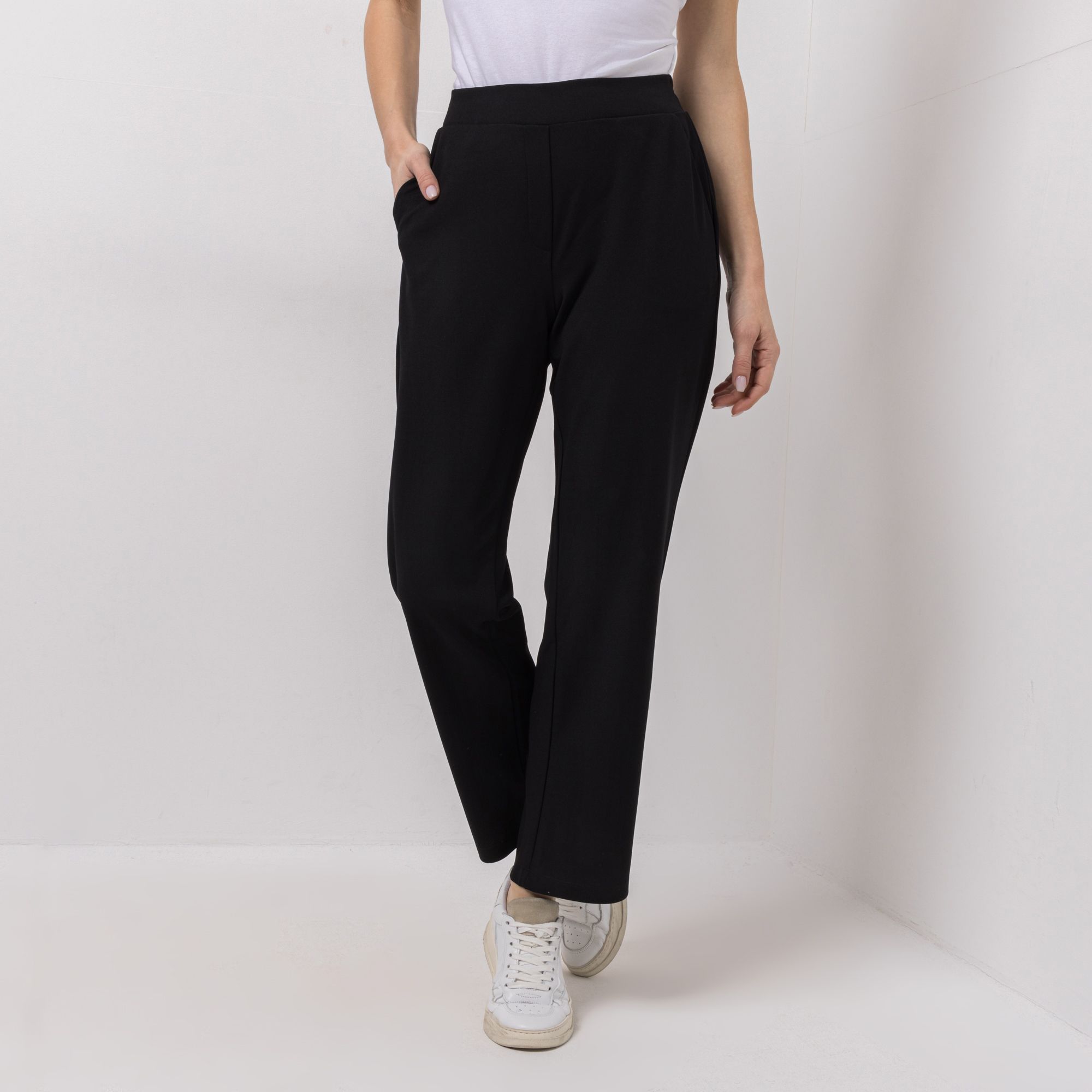 DENIM & CO. Hose, knöchellang Rundumdehnbund Eingrifftaschen weites Bein