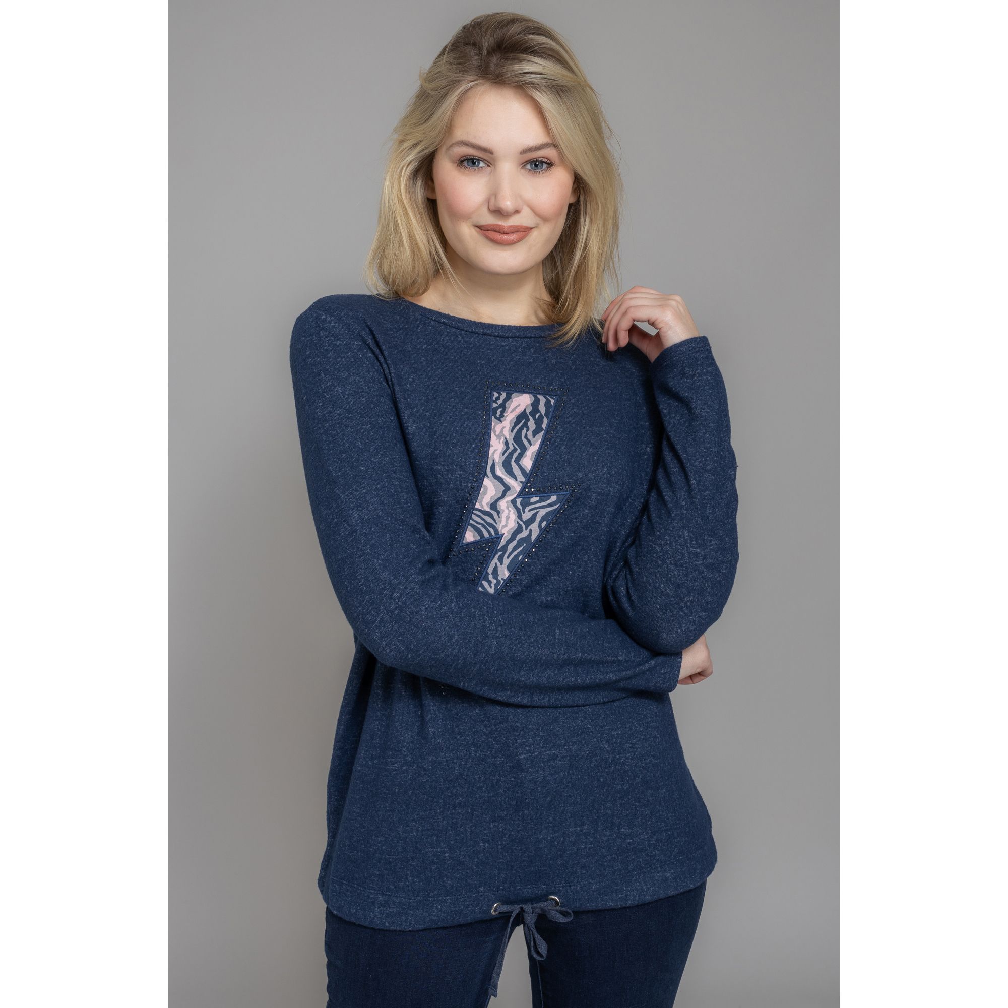 LYLA Homewear Shirt, 1/1-Arm Soft Touch Tunnelzug Brustmotiv