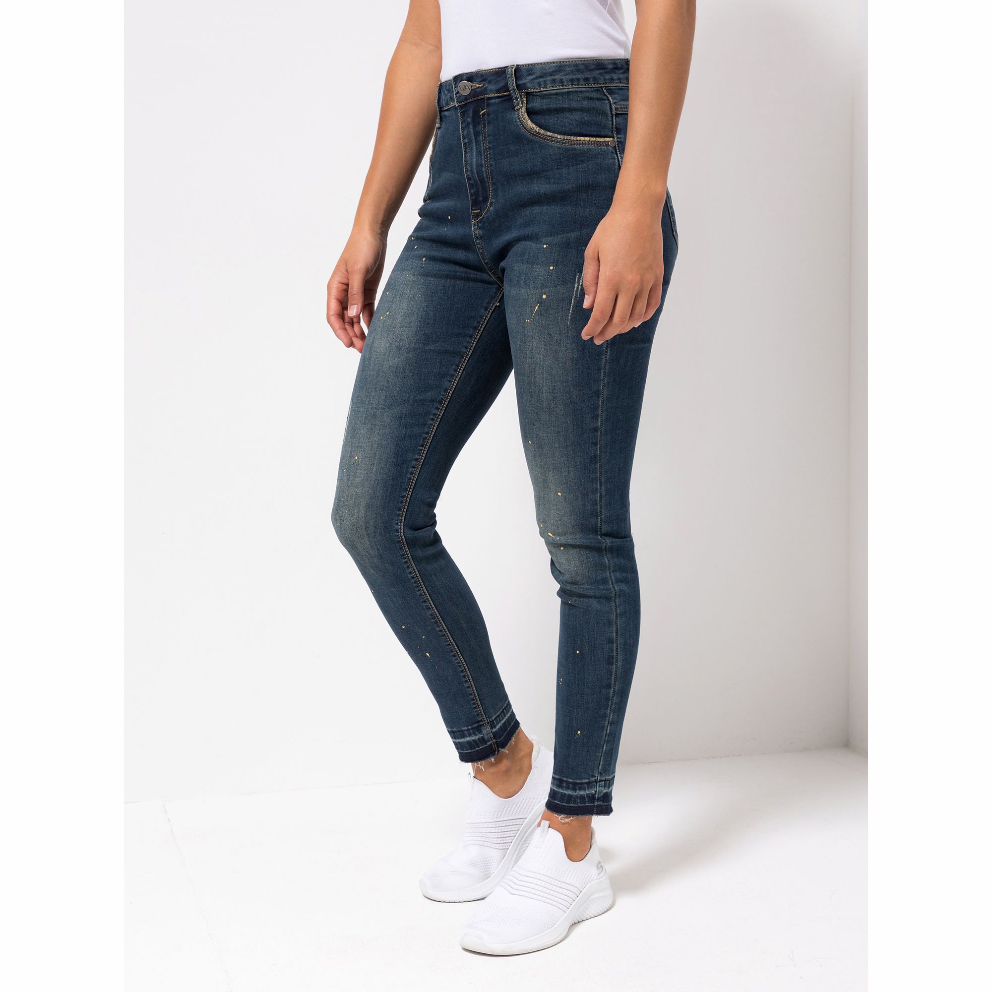 VIA MILANO Jeanshose, 1/1-Länge 5-Pocket Destroyed Details Snake Details