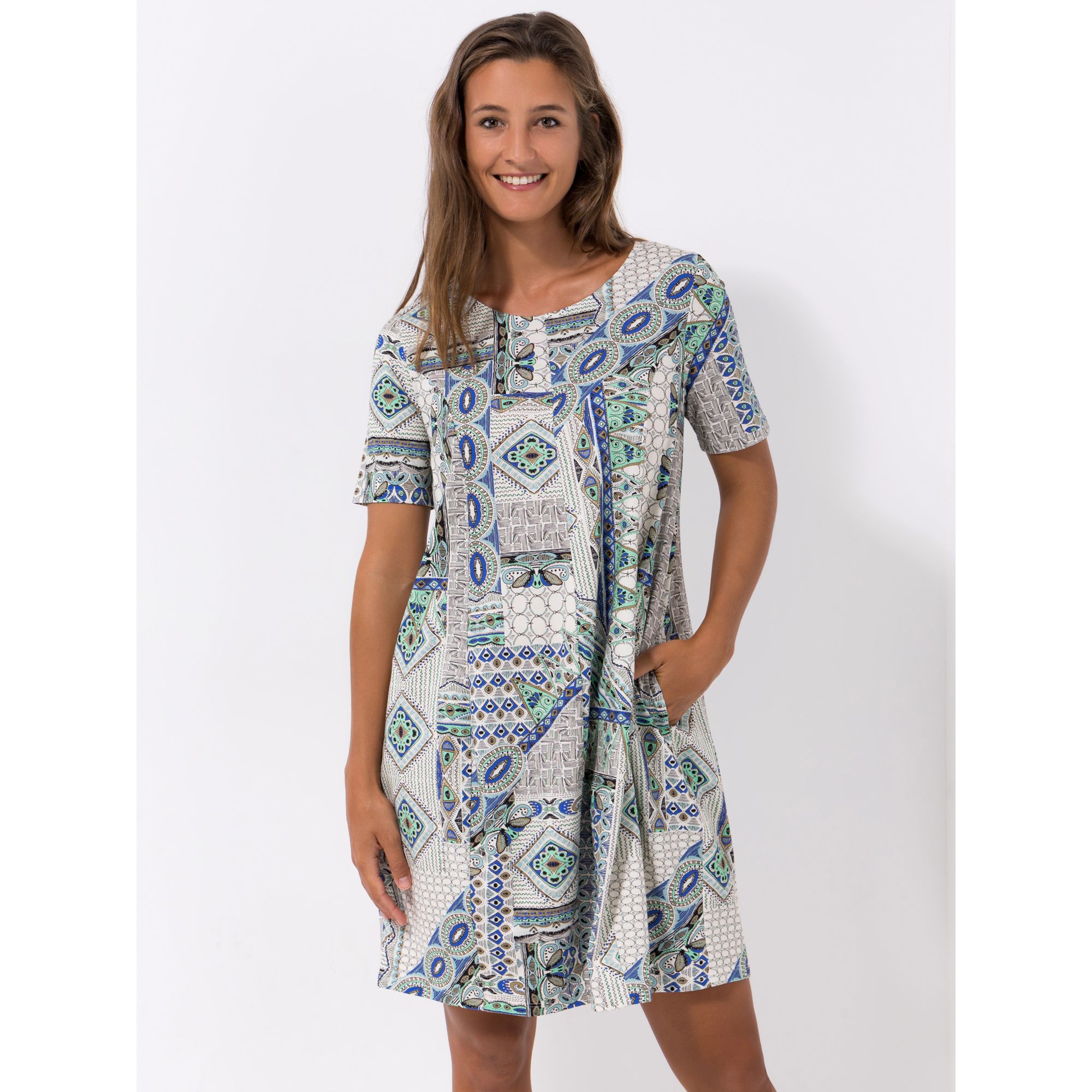 Green Cotton by Peter Hahn Kleid, 1/2-Arm Style Oda Rundhalsausschnitt