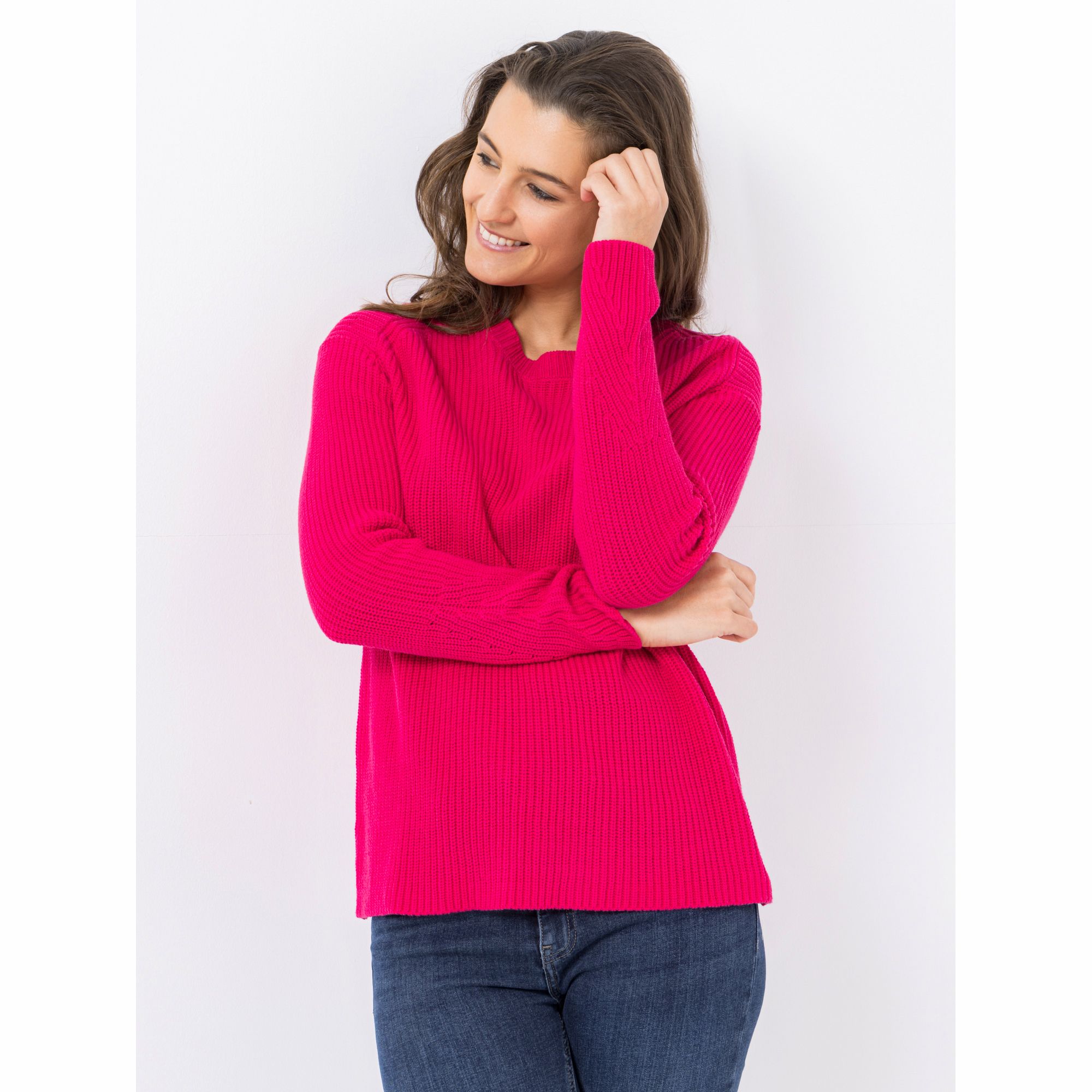 DENIM & CO. Pullover, Rundhalsausschnitt Raglanärmel figurumspielend