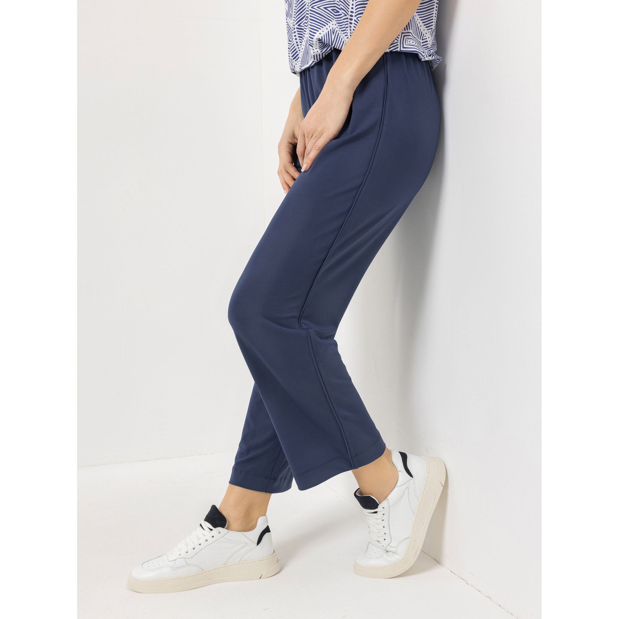 IN-PRINT Hose, 7/8-Länge Rundumdehnbund schmale Paspelierung gerades Bein