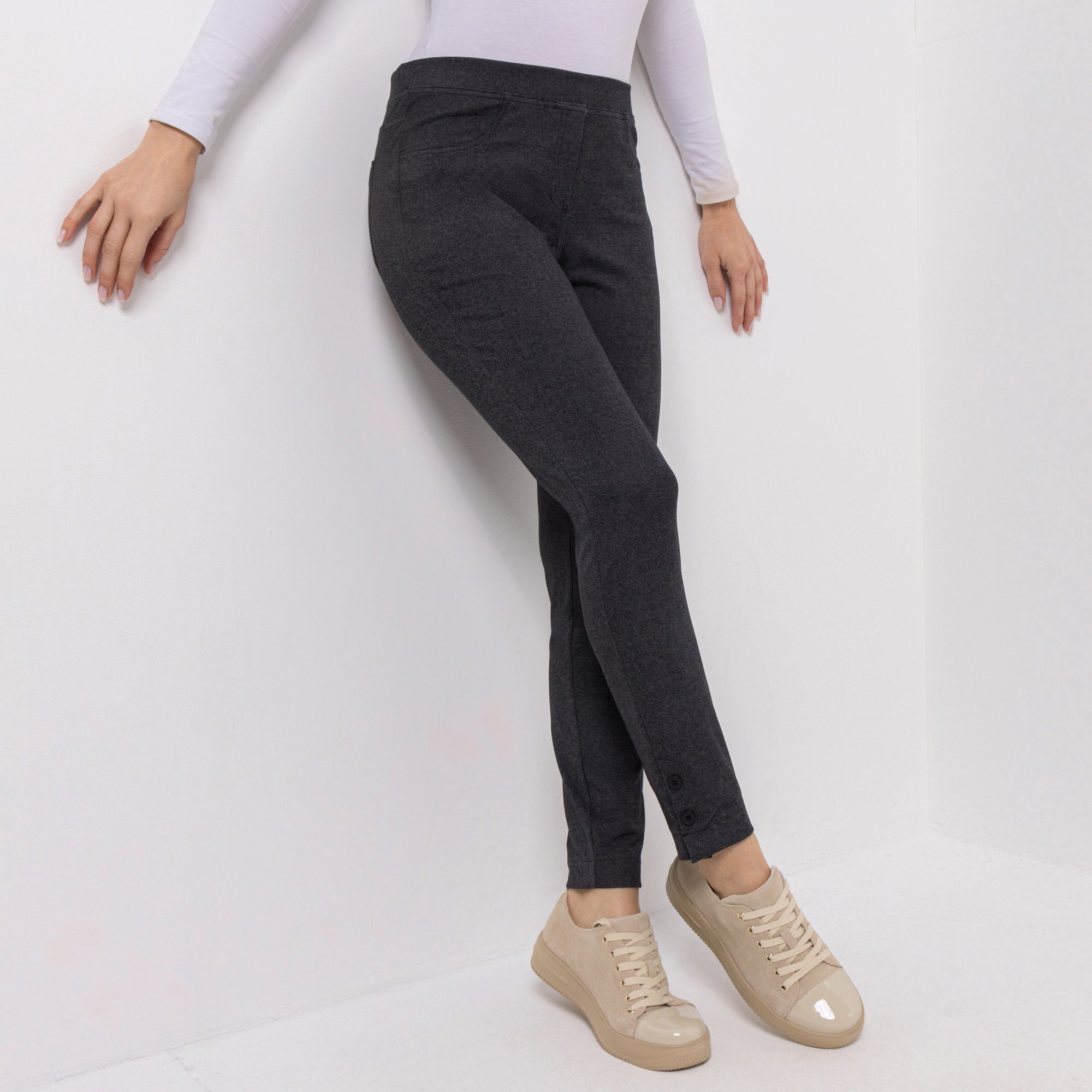 DENIM & CO. Schlupfhose Denise Rundumdehnbund knöchellang leichte Qualität