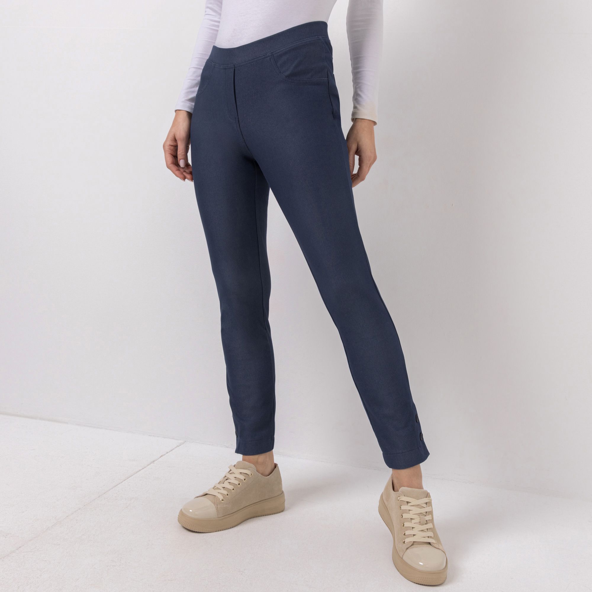 DENIM & CO. Schlupfhose Denise Rundumdehnbund knöchellang leichte Qualität