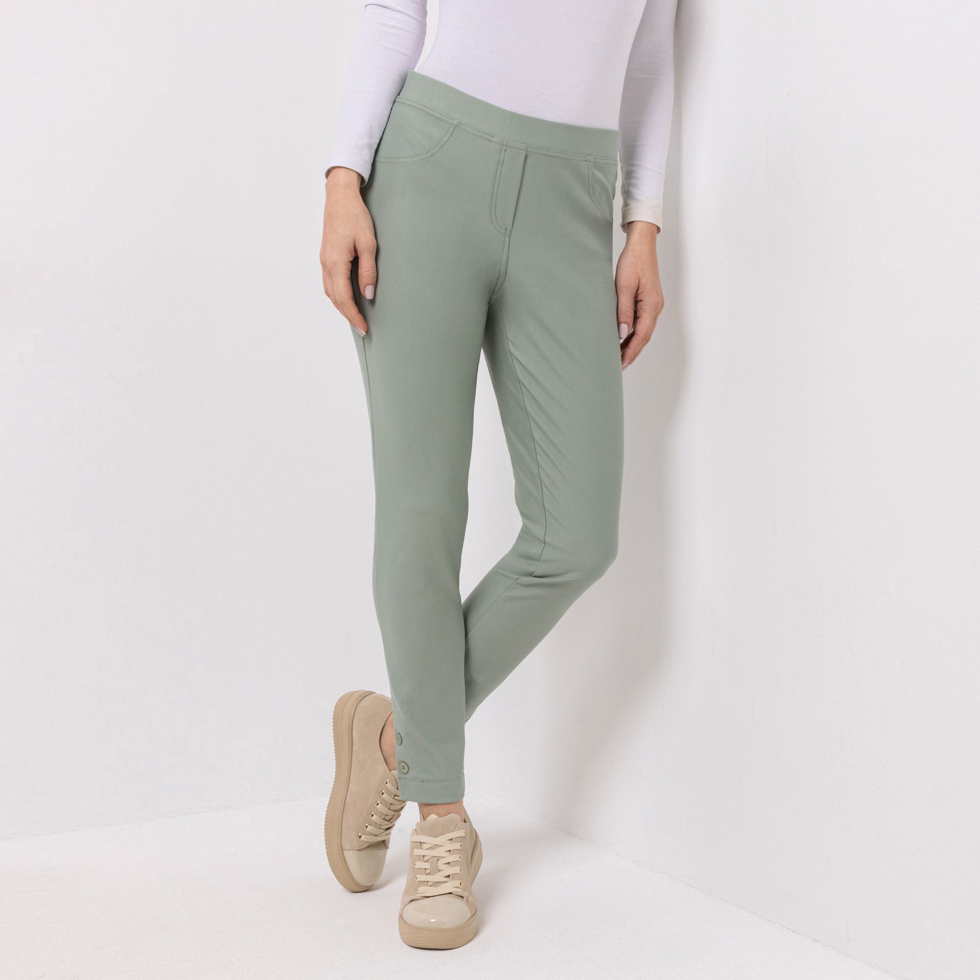 DENIM & CO. Schlupfhose Denise Rundumdehnbund knöchellang leichte Qualität